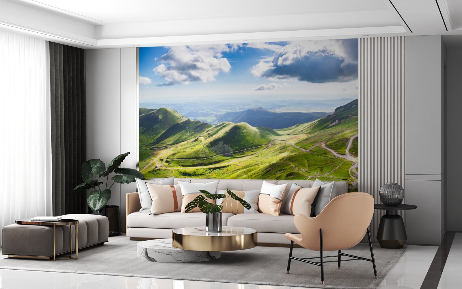 Papier peint sentiers de randonnée le long des sommets montagneux