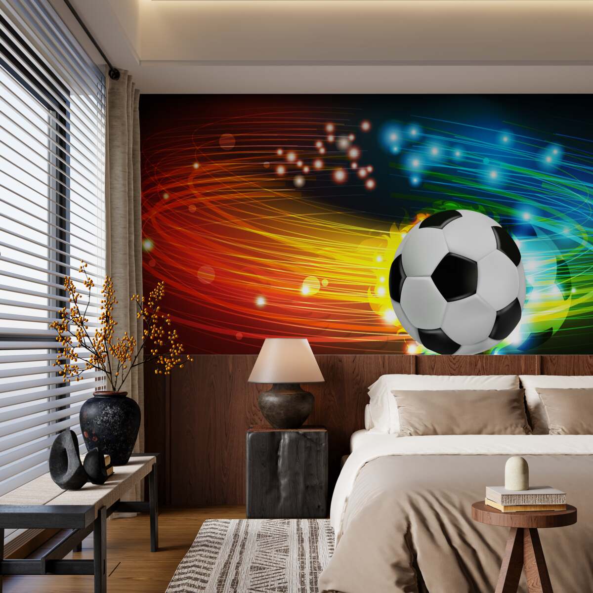 Papier peint Parmi la palette de couleurs vives, on trouve le football