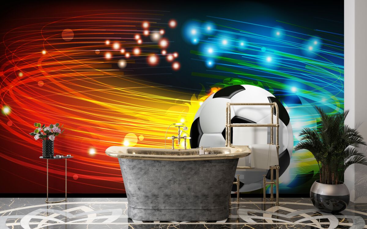 Papier peint Parmi la palette de couleurs vives, on trouve le football