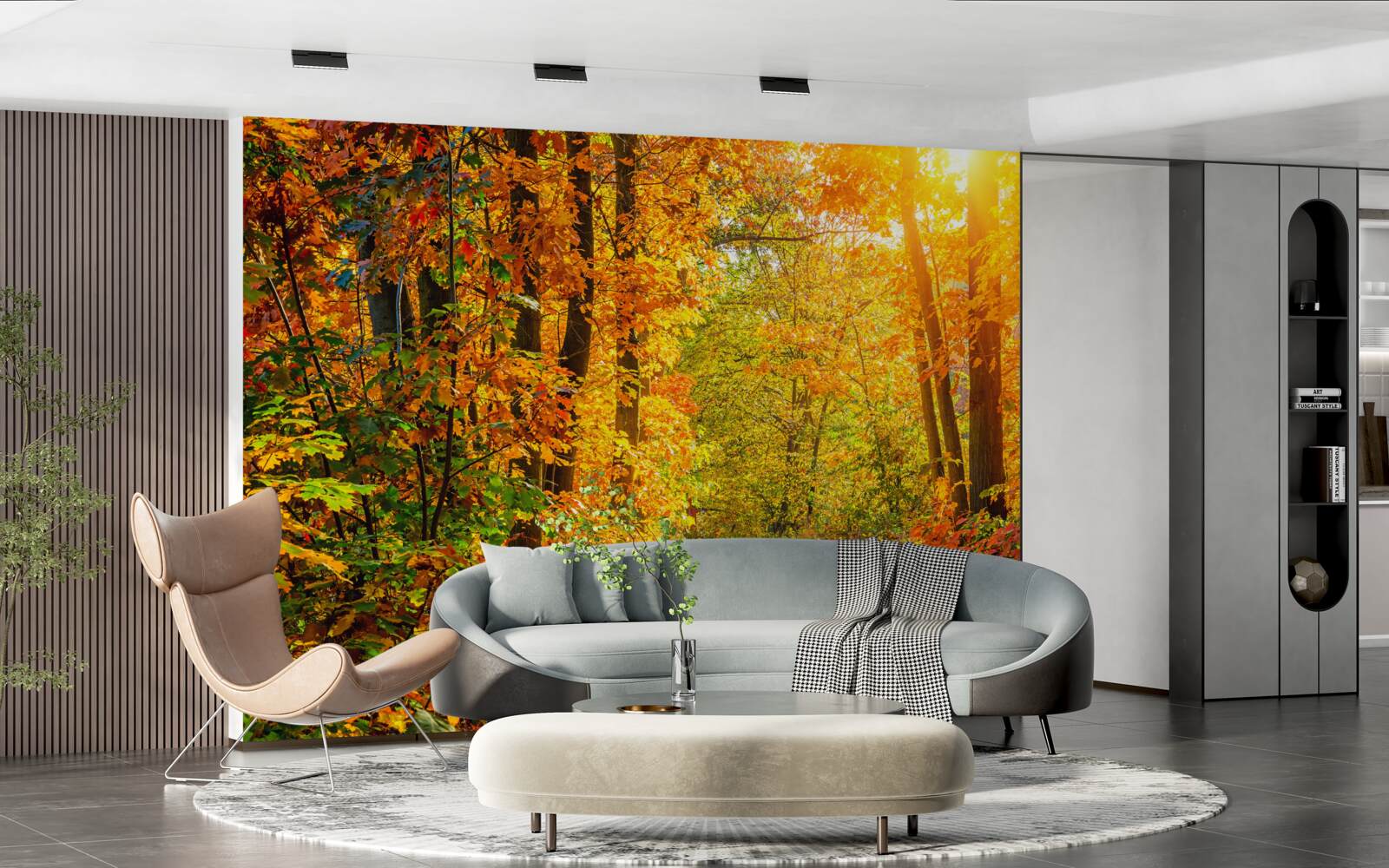 Papier peint coucher de soleil avec soleil d'automne