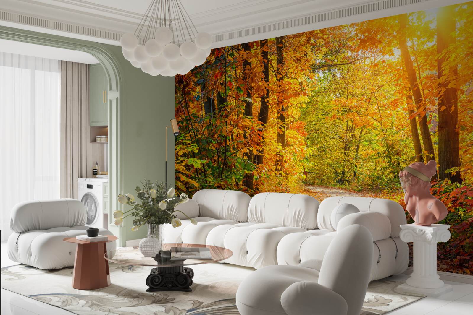 Papier peint coucher de soleil avec soleil d'automne