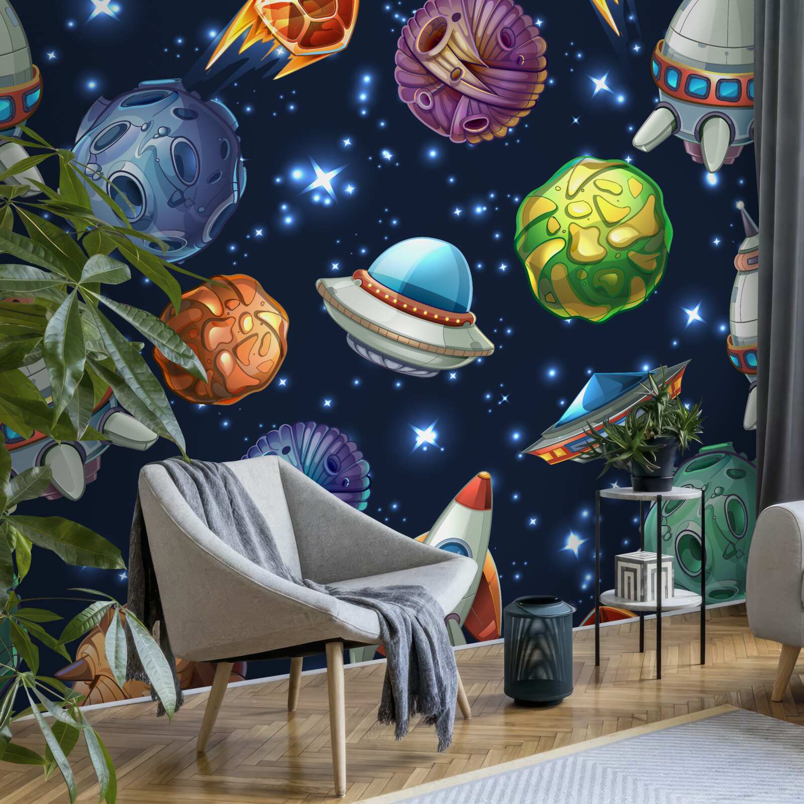 Papier peint dispositifs aérospatiaux et comètes dans l'univers