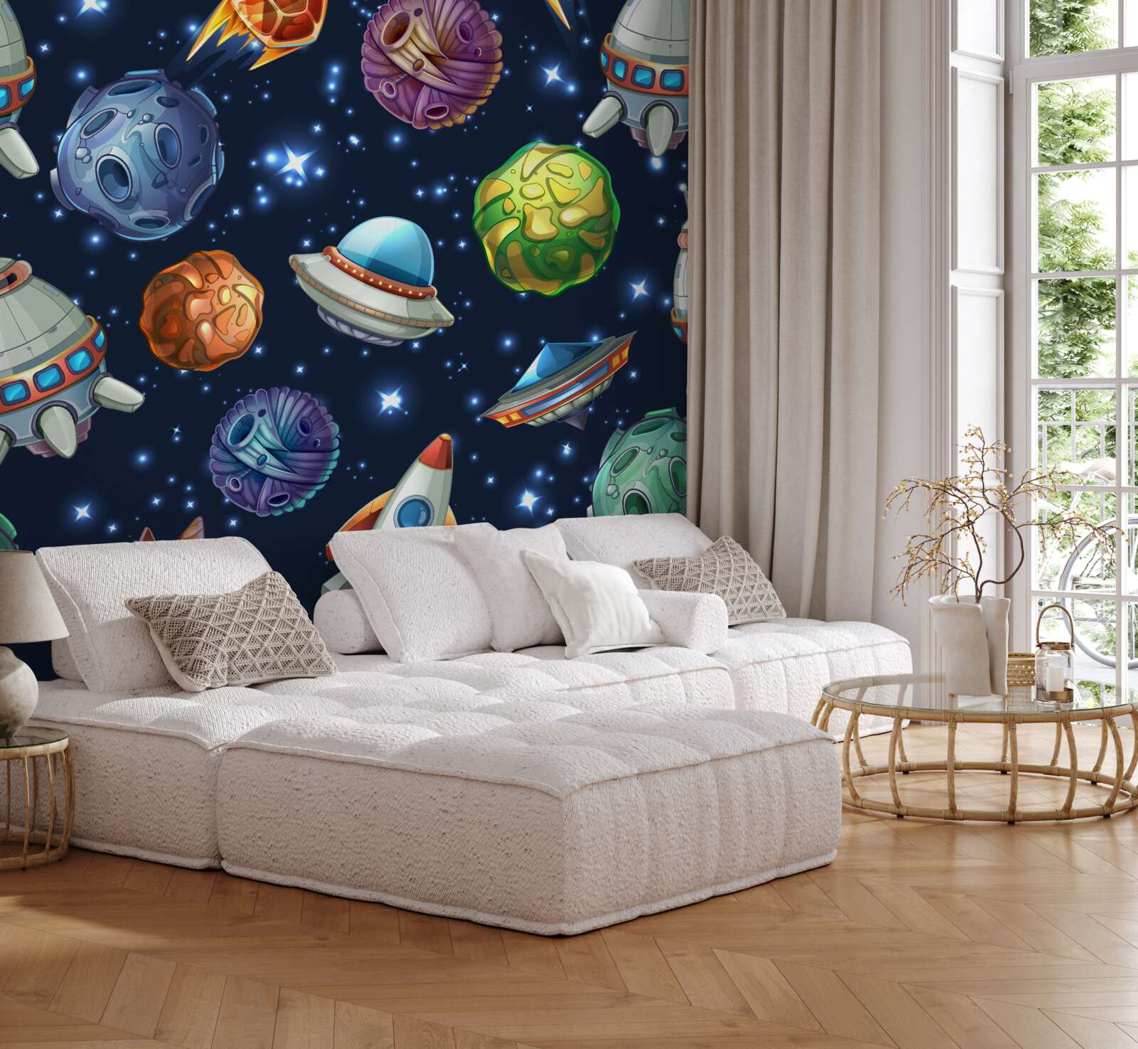 Papier peint dispositifs aérospatiaux et comètes dans l'univers