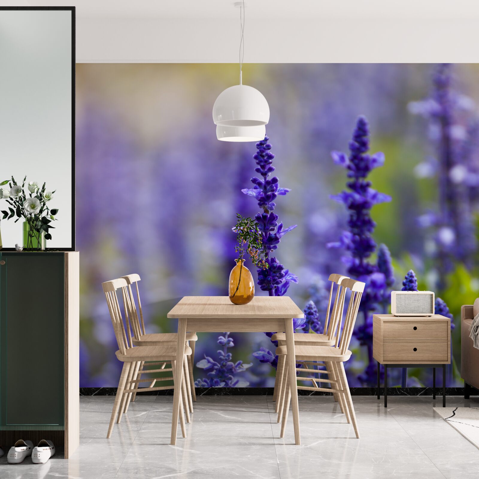 Papier peint macrophotographie de lavande violette