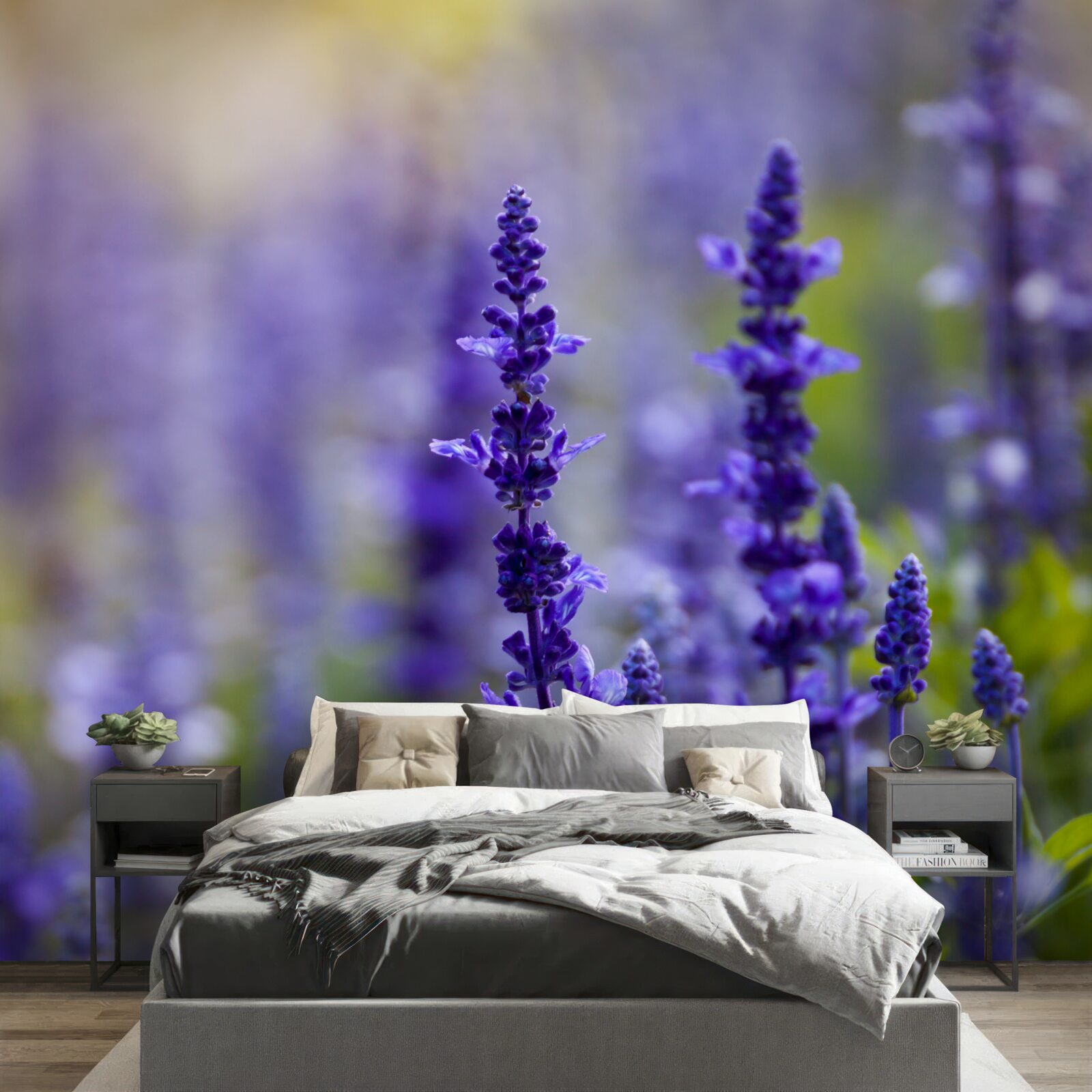 Papier peint macrophotographie de lavande violette