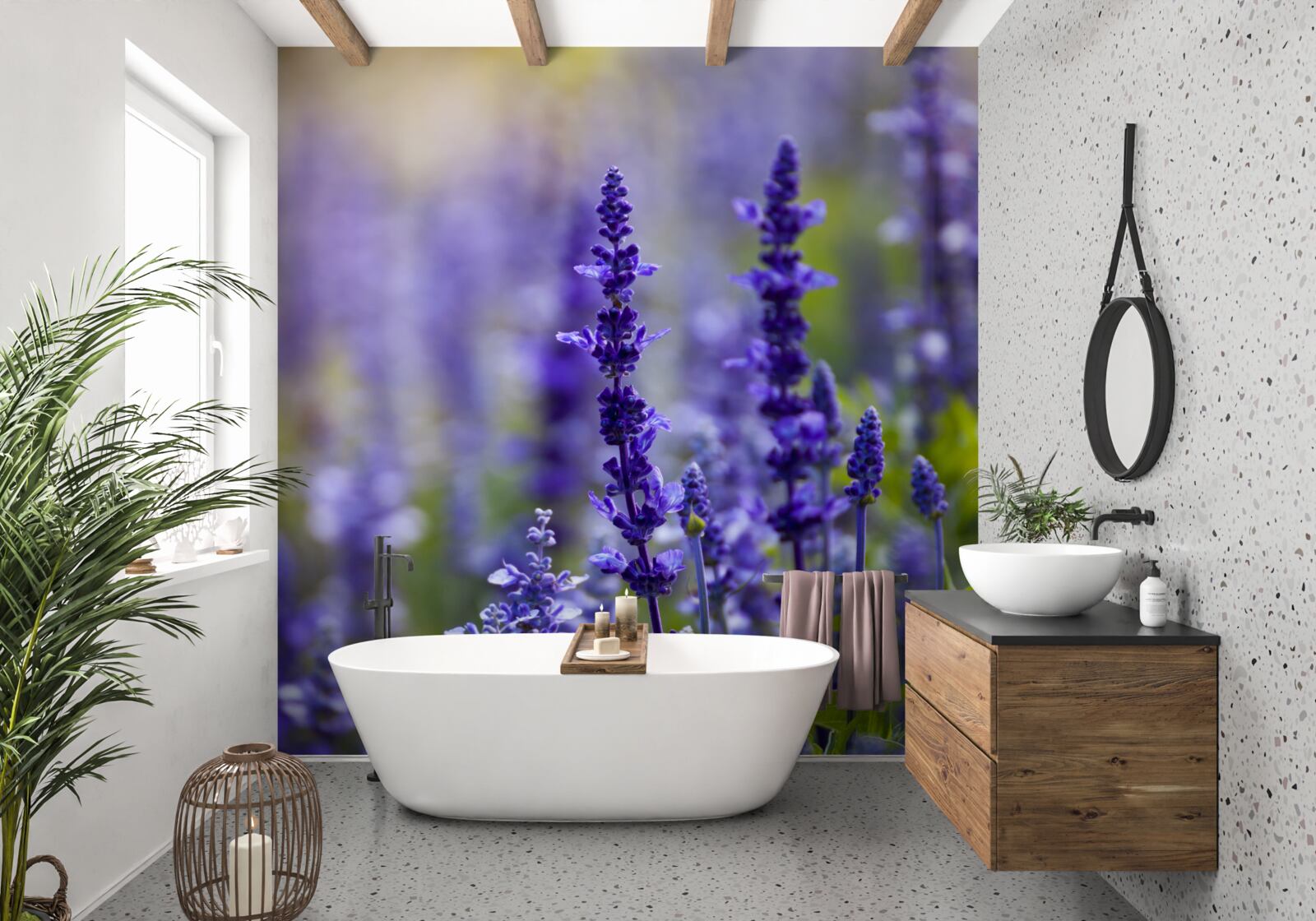 Papier peint macrophotographie de lavande violette