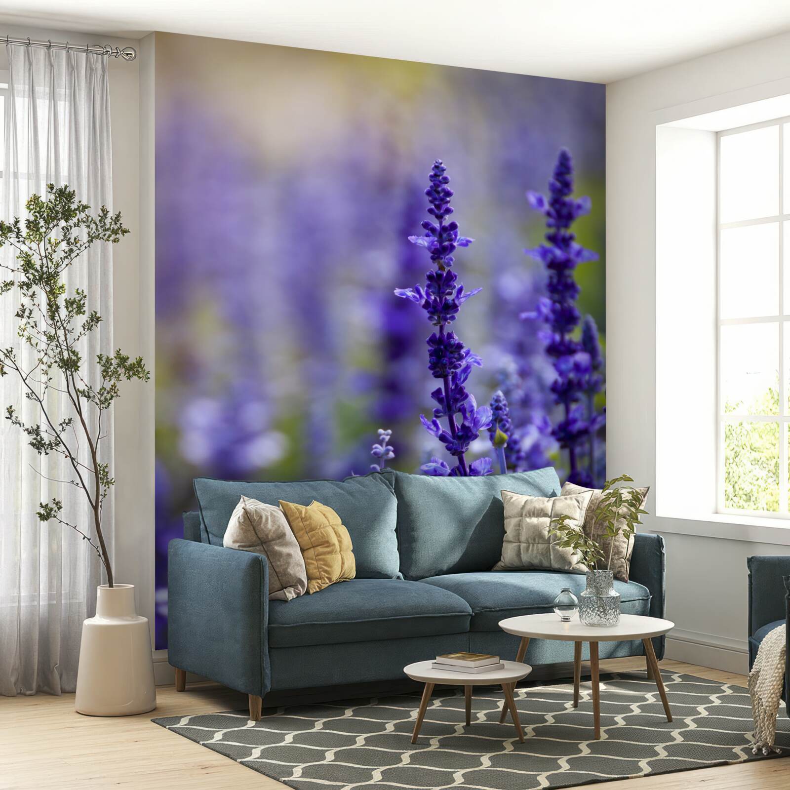 Papier peint macrophotographie de lavande violette