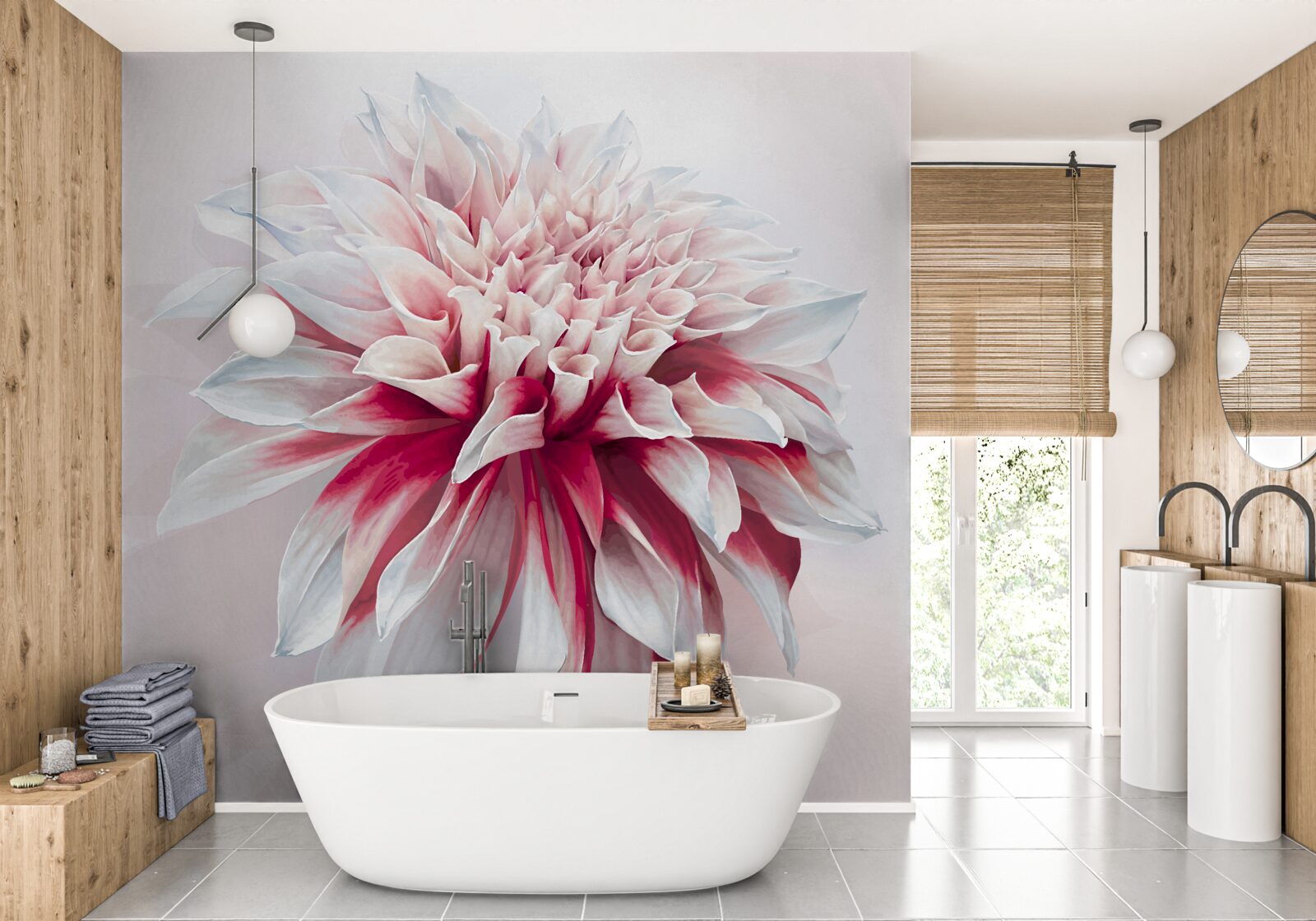 Papier peint superbe astra donut en rouge et blanc