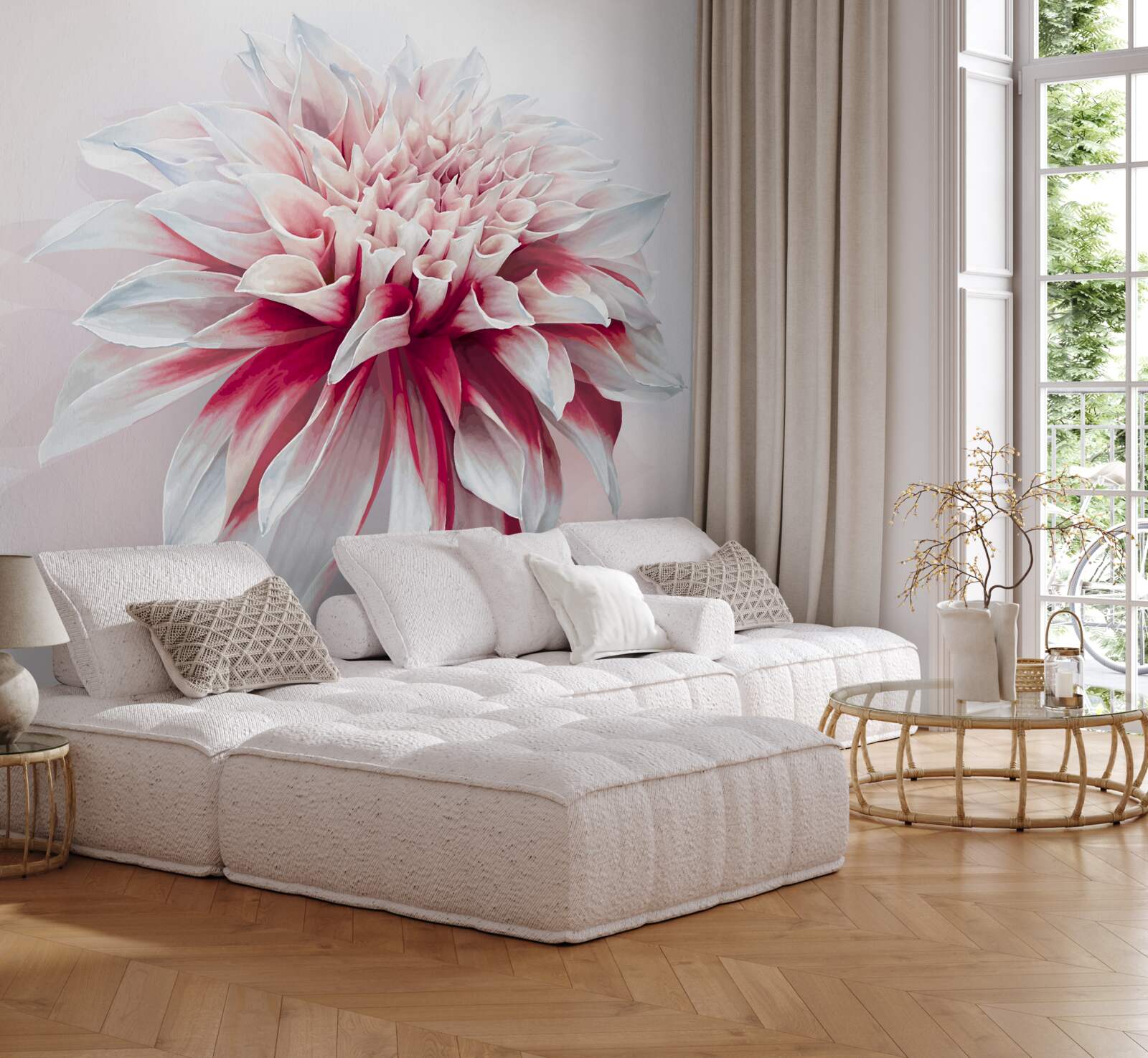 Papier peint superbe astra donut en rouge et blanc