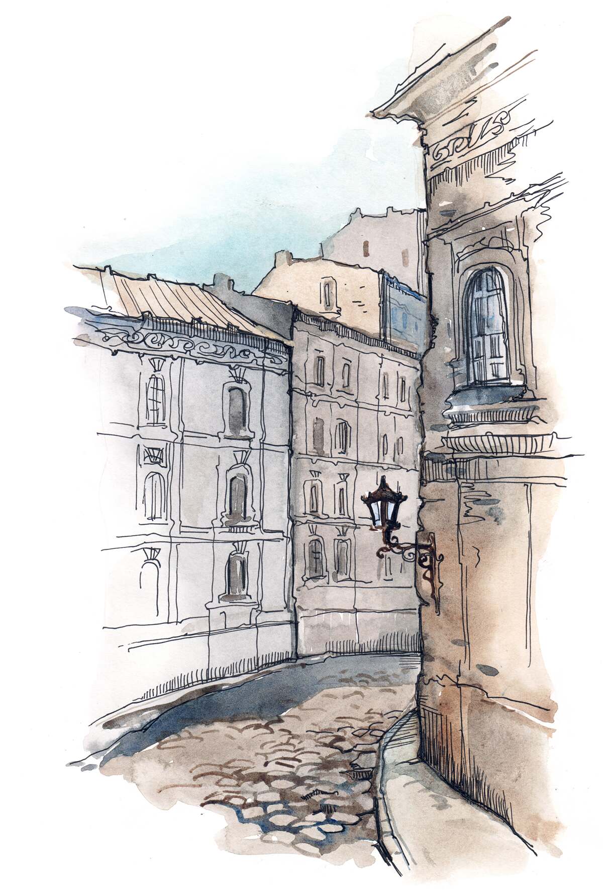 Papier peint une rue tranquille tissée au crayon