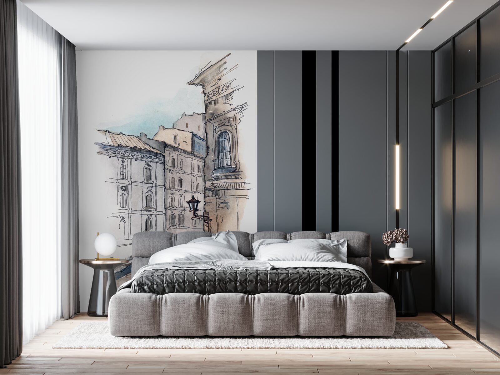 Papier peint une rue tranquille tissée au crayon