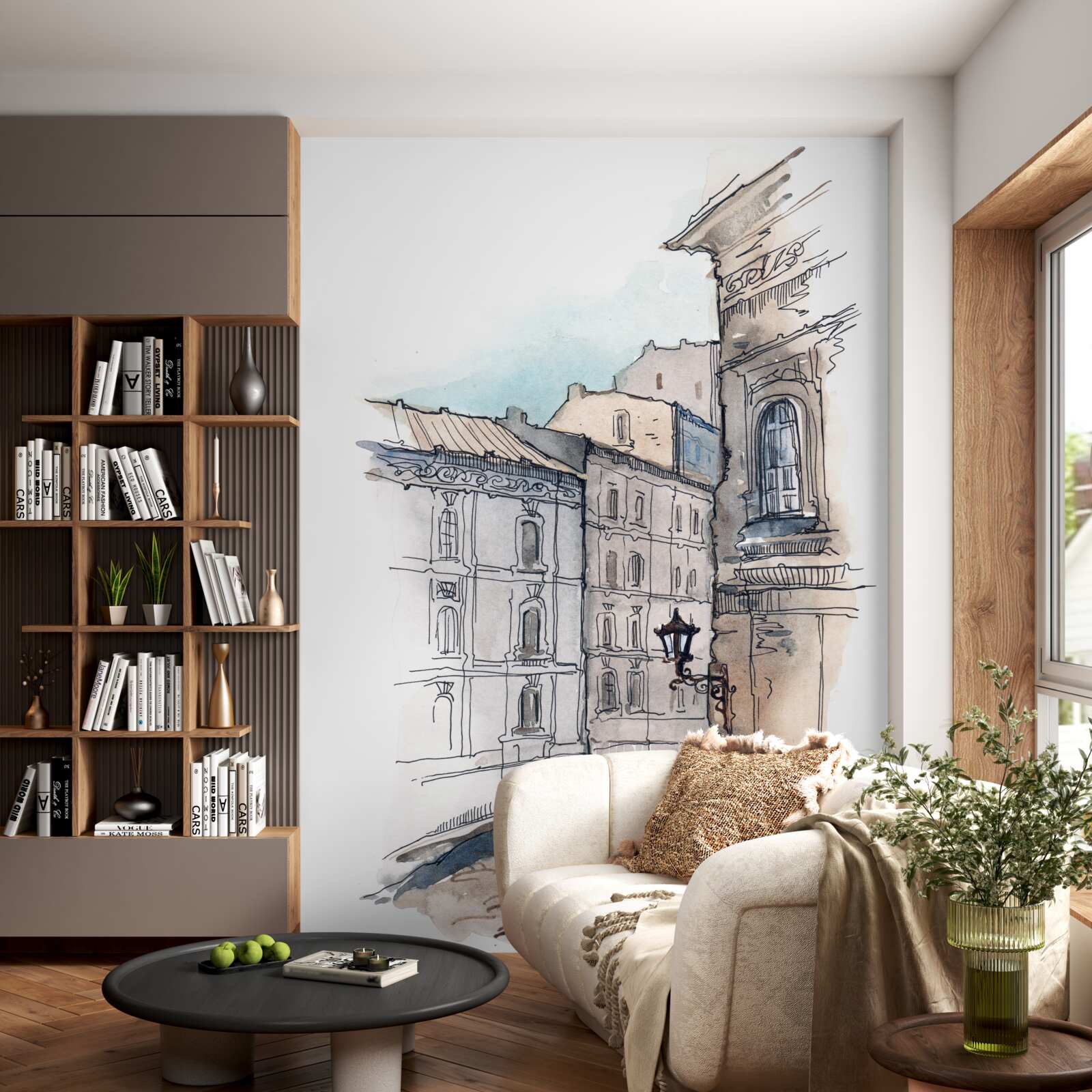 Papier peint une rue tranquille tissée au crayon