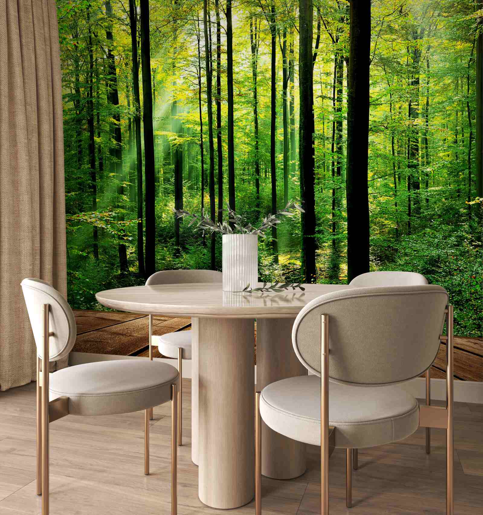 Papier peint terrasse avec accès à une pinède