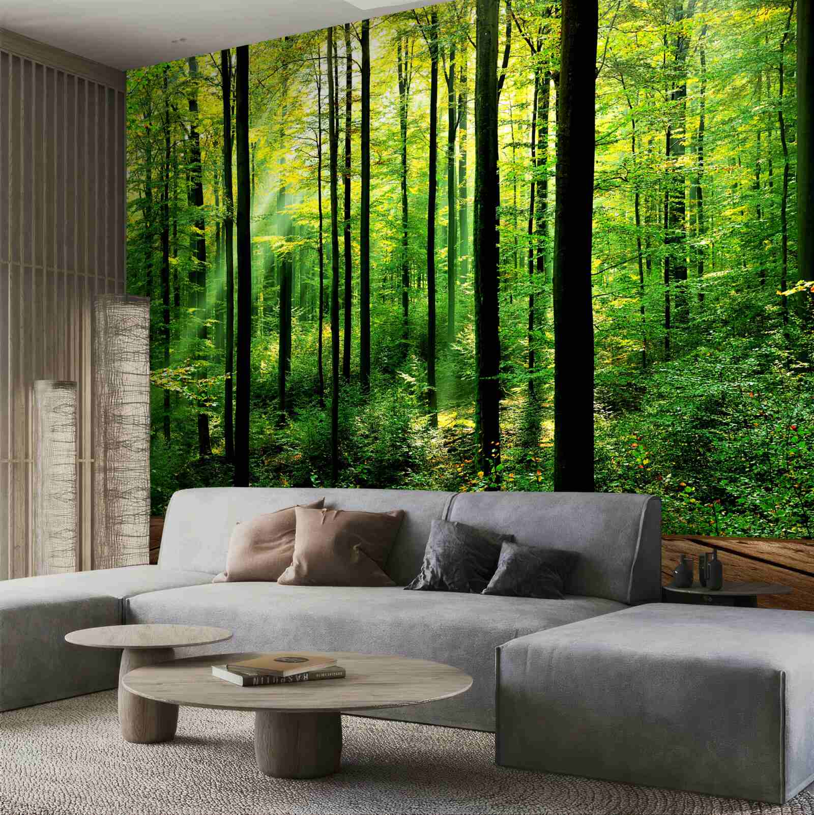 Papier peint terrasse avec accès à une pinède