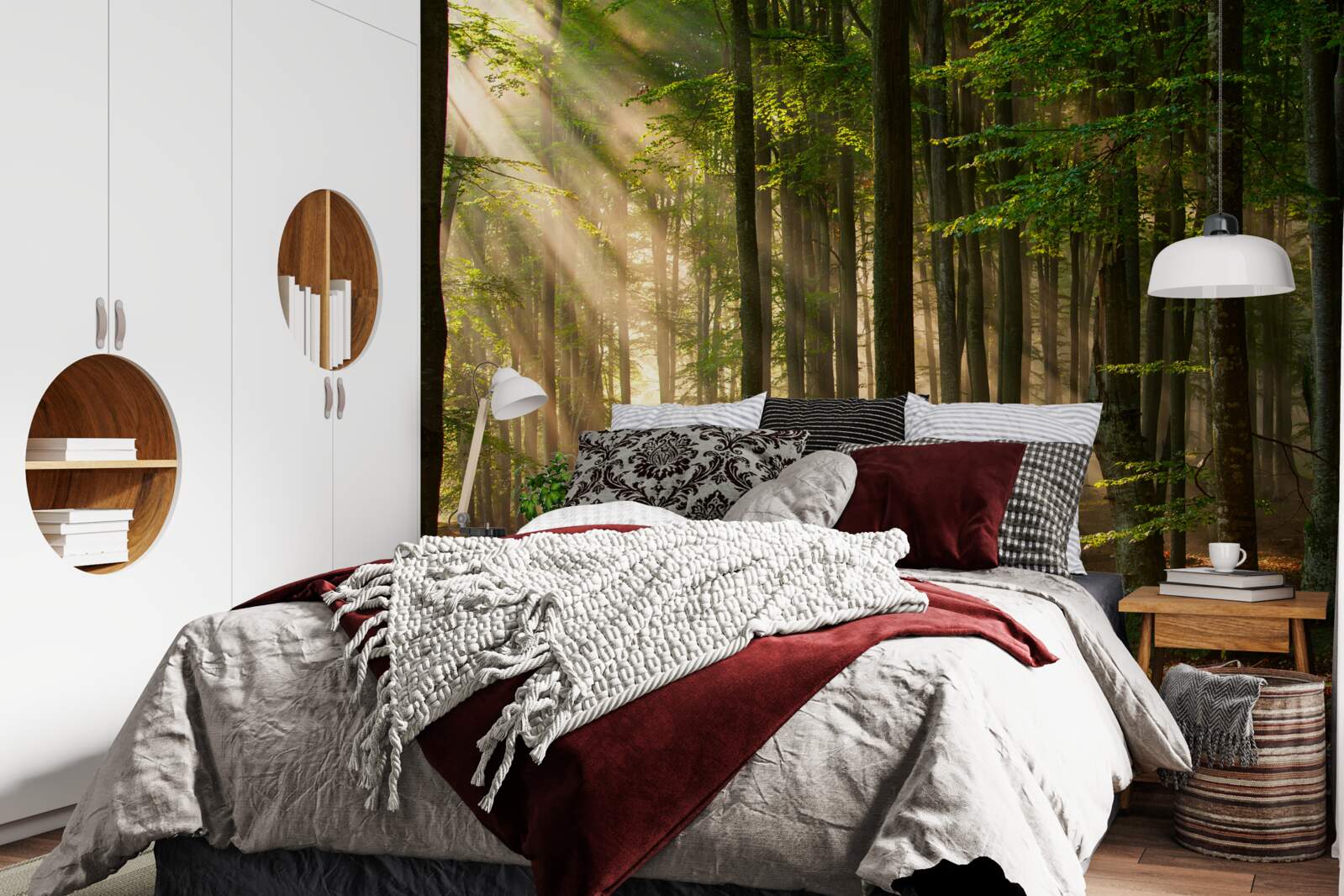 Papier peint Le soleil chasse le froid de la forêt après une nuit passée dehors