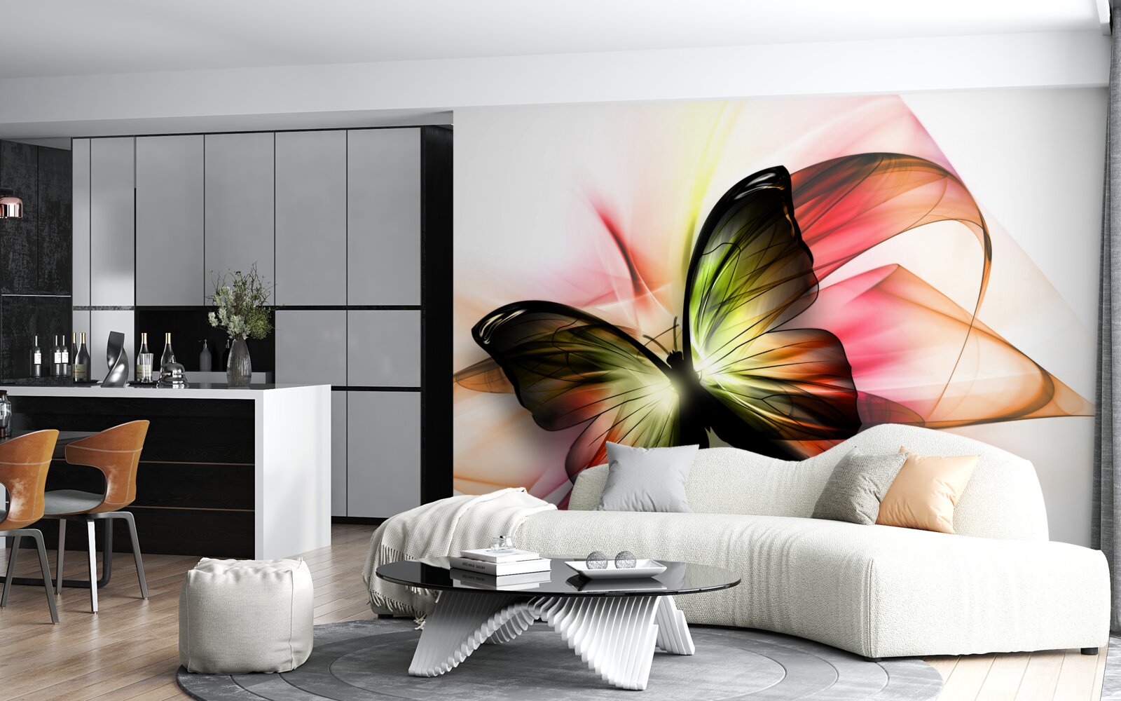 Papier peint un beau papillon flottant gracieusement dans l'air