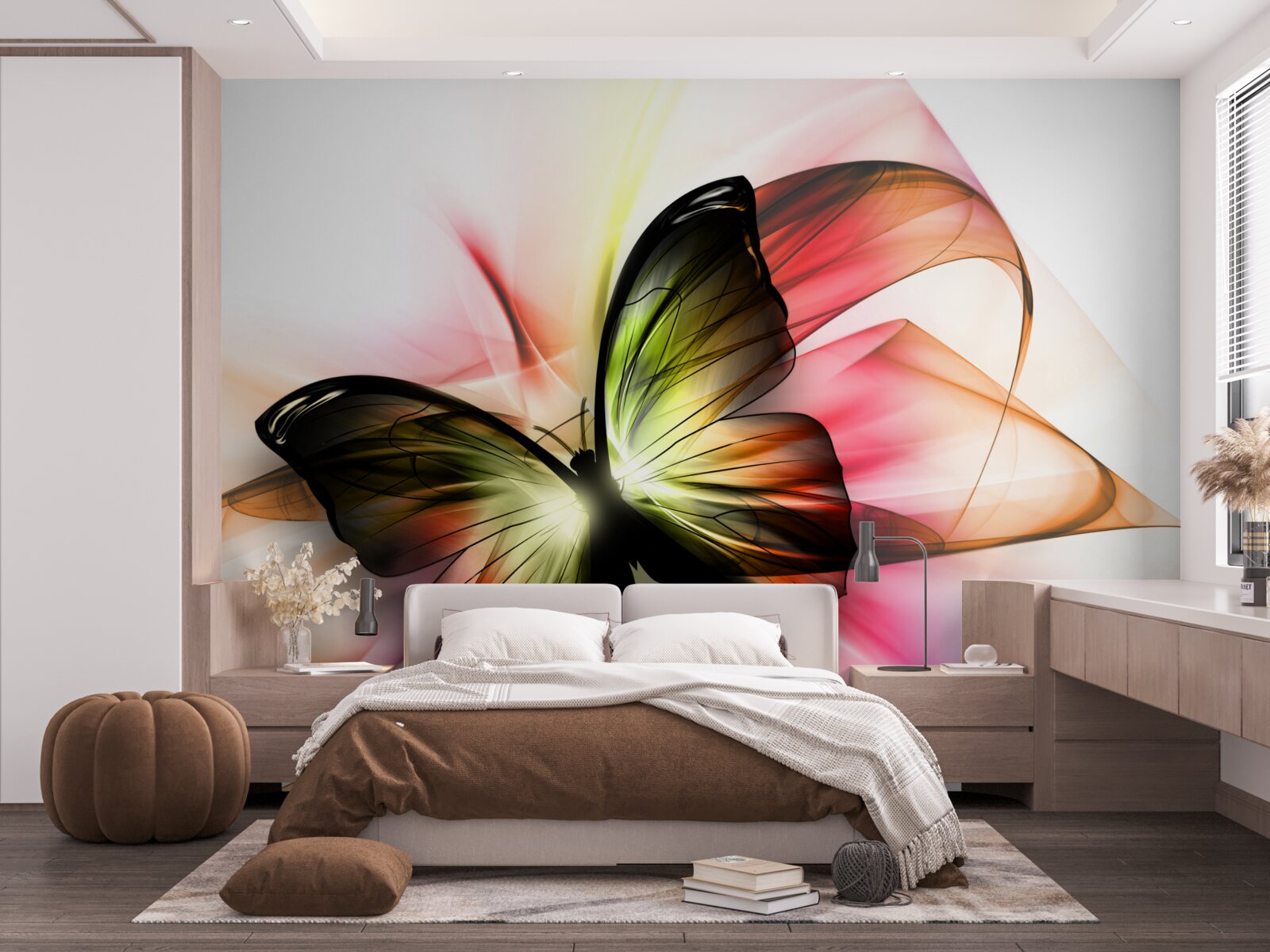 Papier peint un beau papillon flottant gracieusement dans l'air