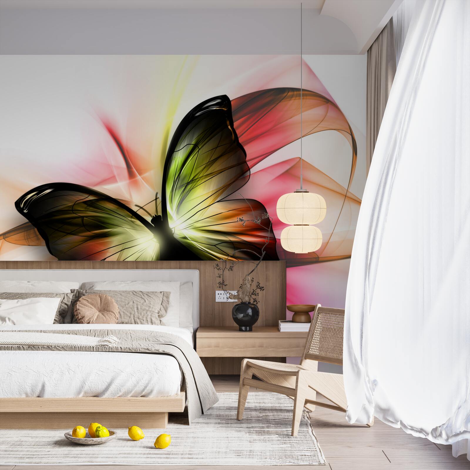 Papier peint un beau papillon flottant gracieusement dans l'air