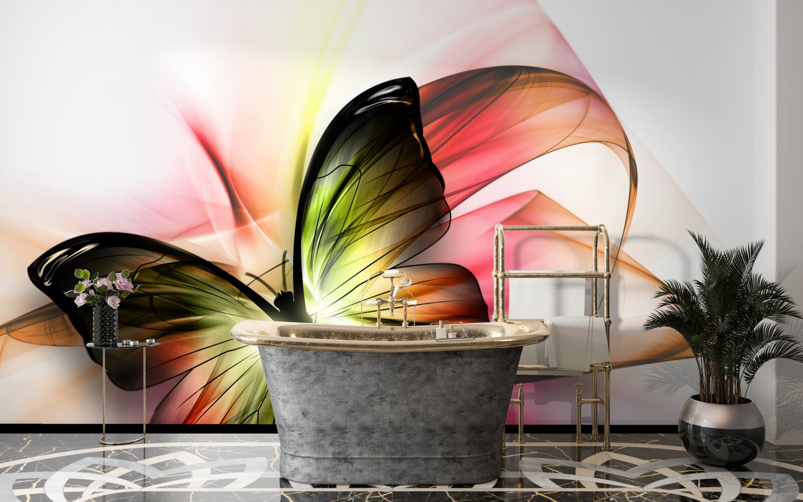 Papier peint un beau papillon flottant gracieusement dans l'air