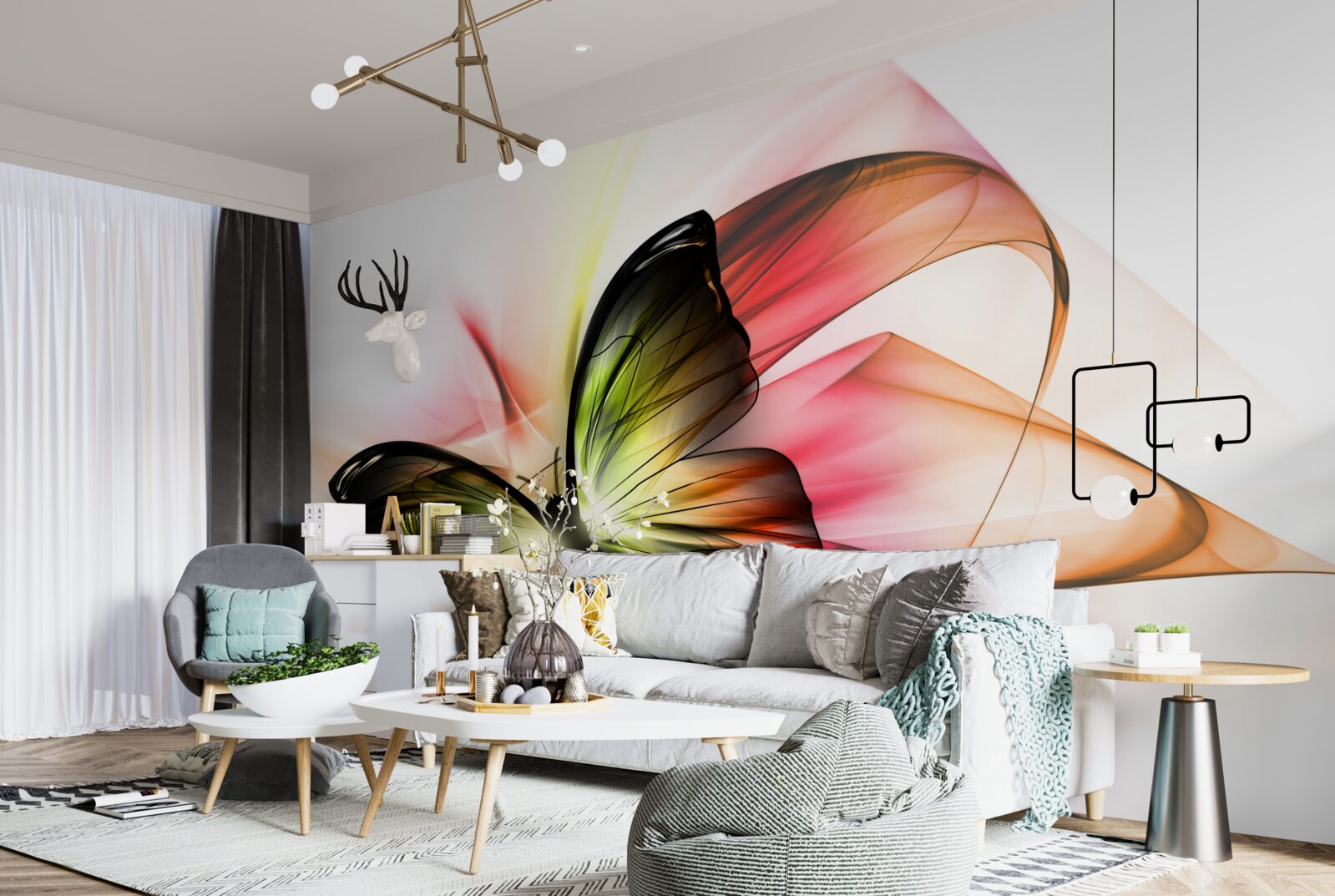 Papier peint un beau papillon flottant gracieusement dans l'air