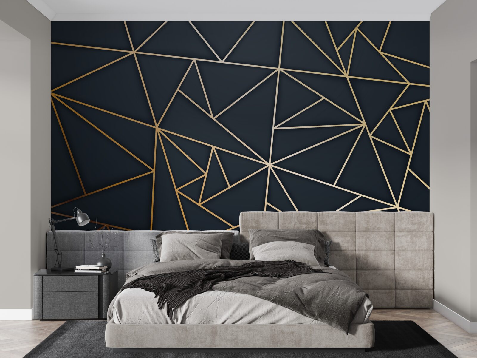 Papier peint des formes formées par des lignes d'or