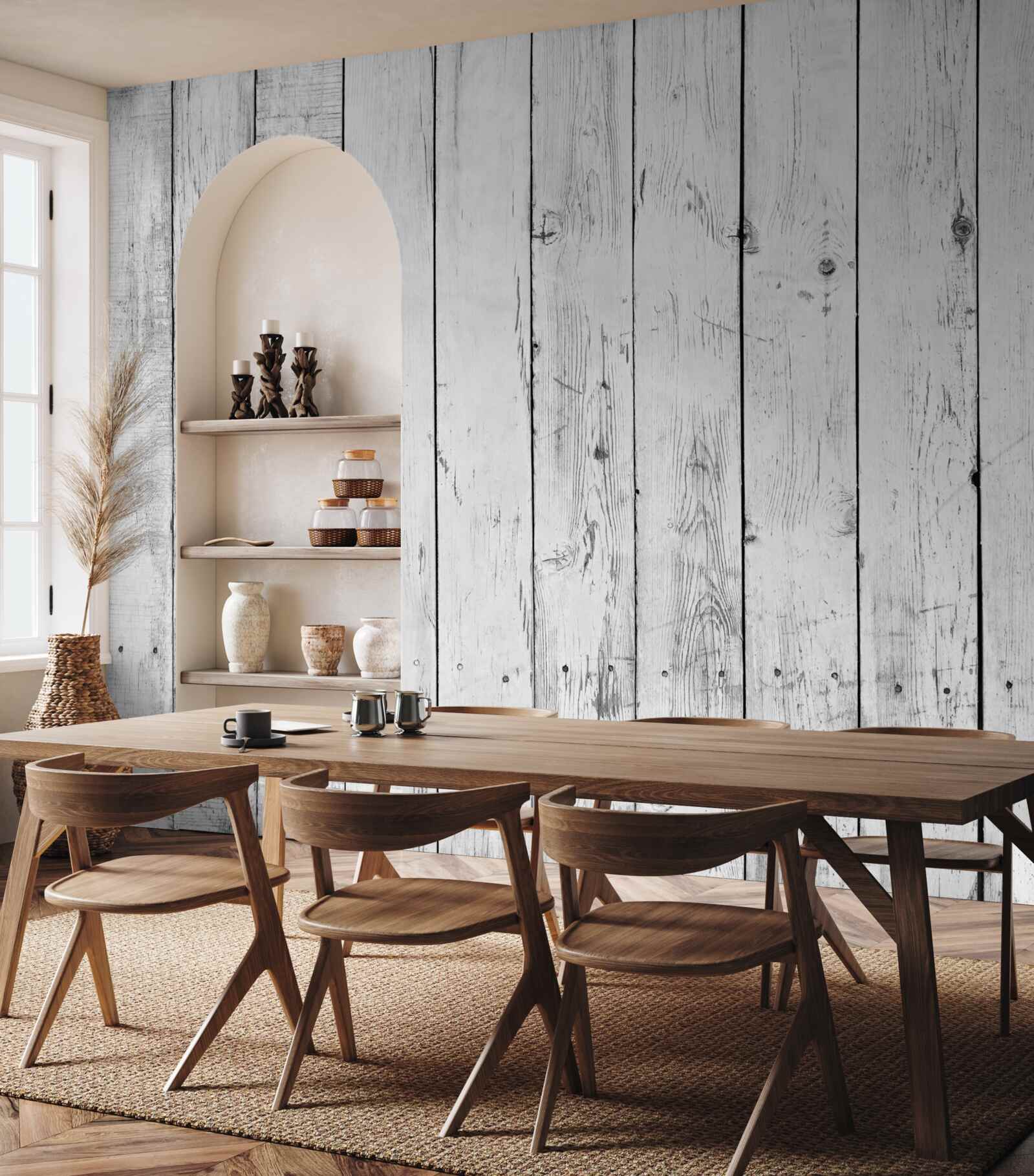 Papier peint parquet blanc