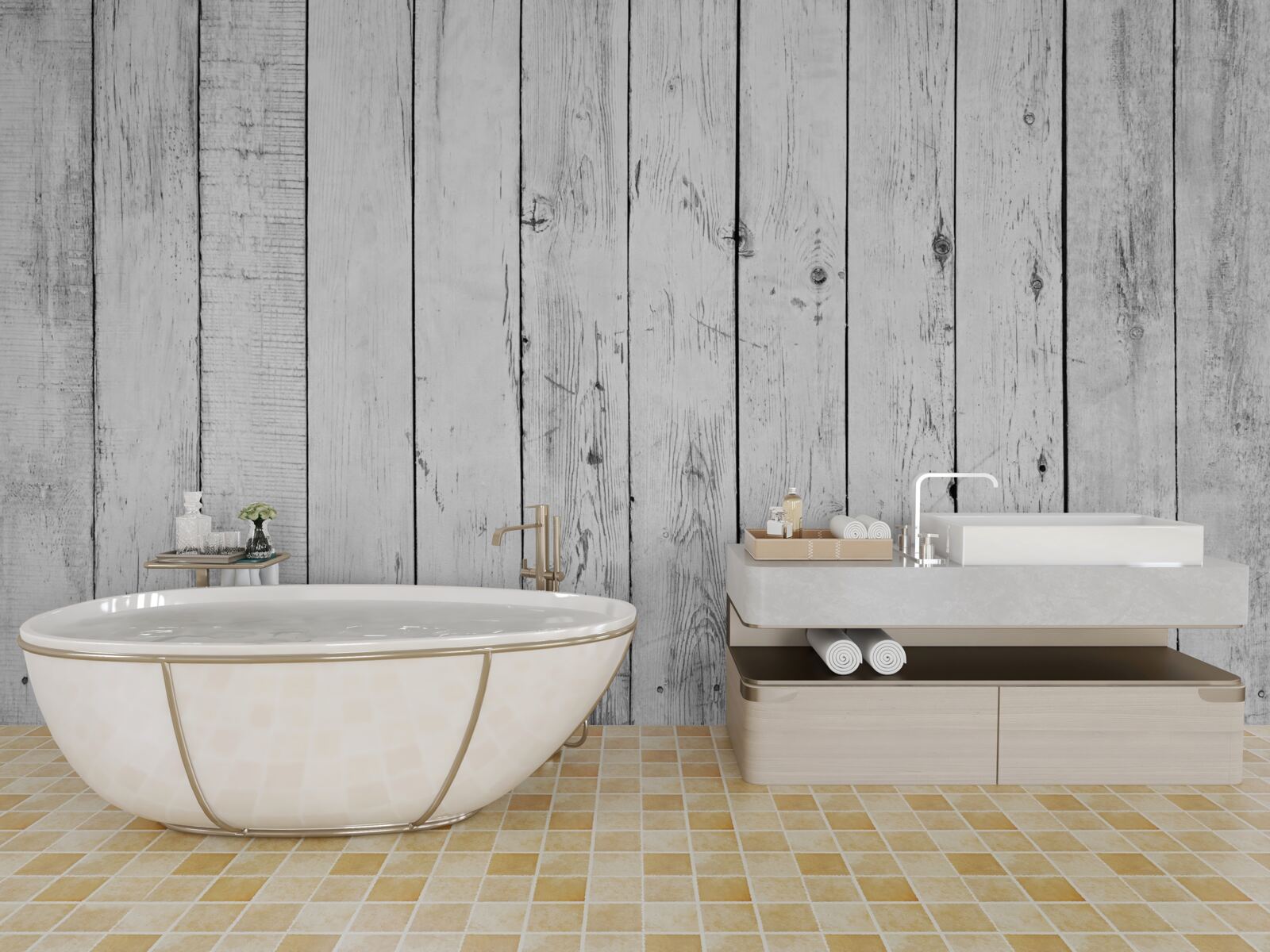 Papier peint parquet blanc