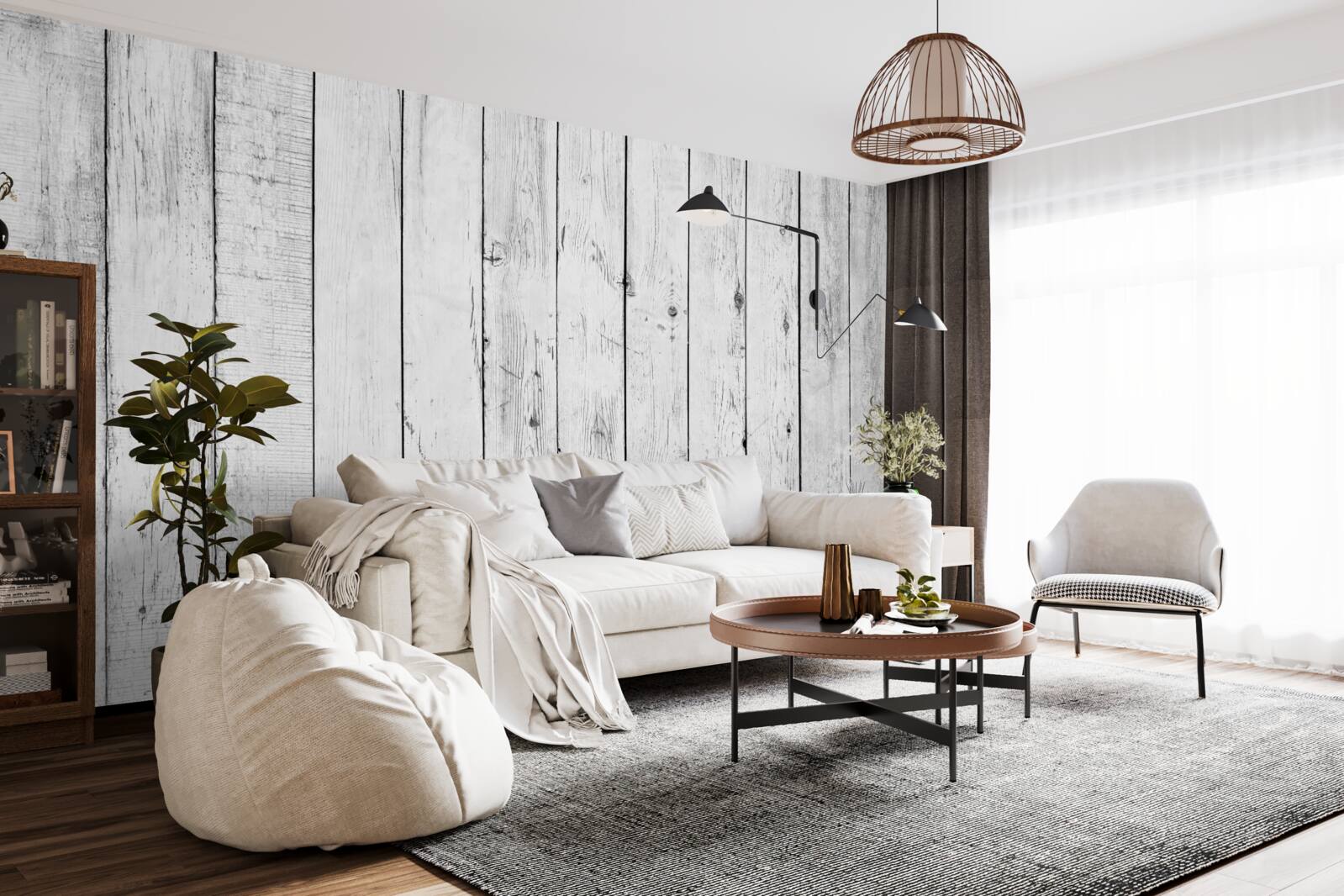 Papier peint parquet blanc