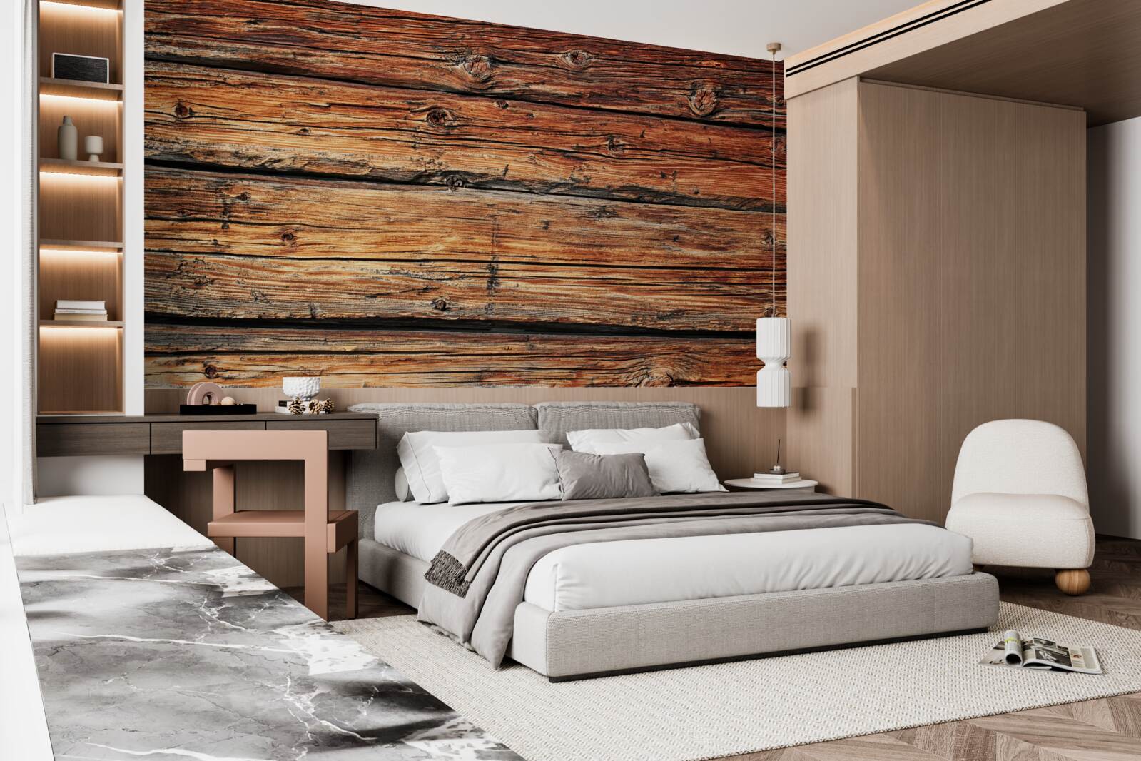 Papier peint panneau de bois léger non protégé