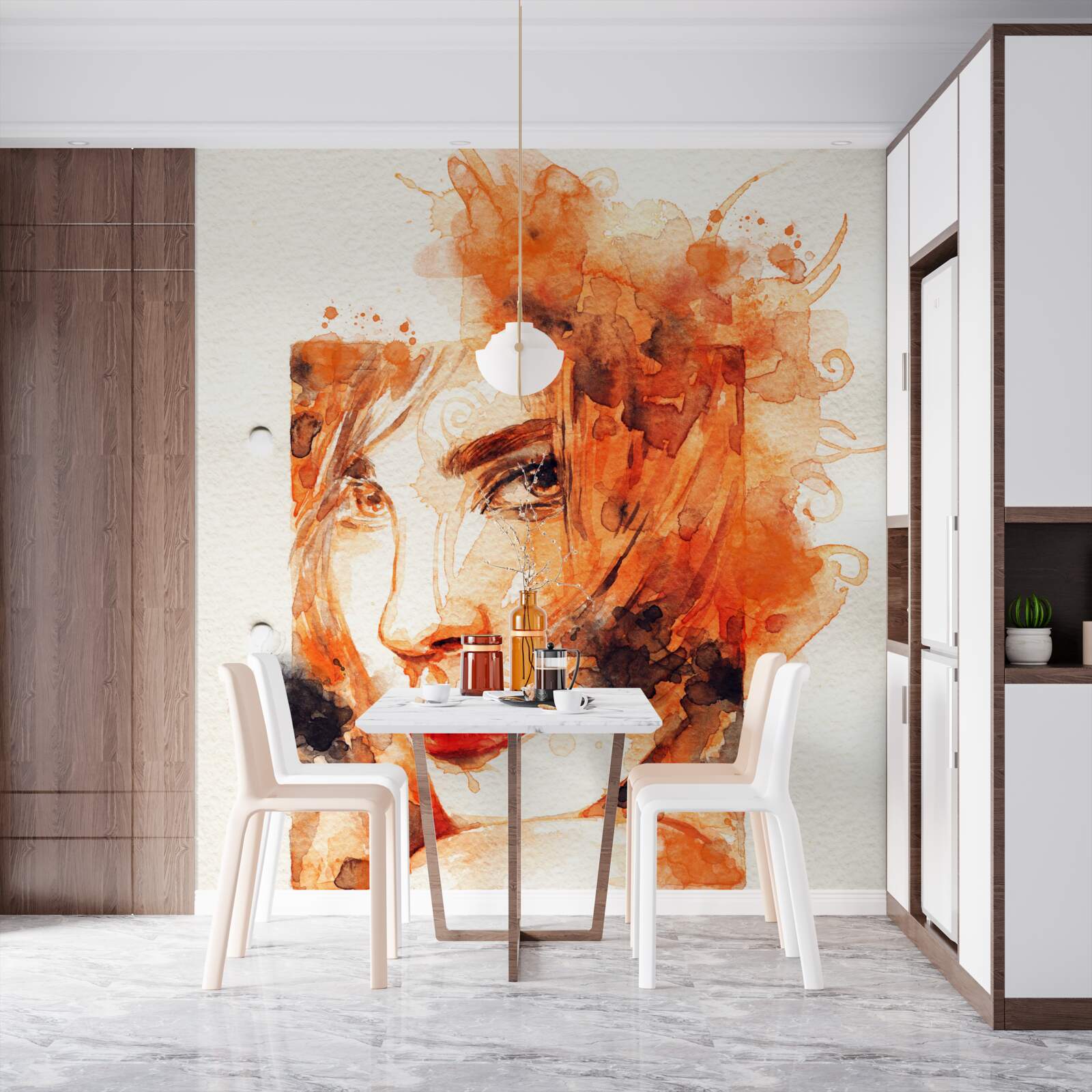 Papier peint femme aux couleurs de l'automne