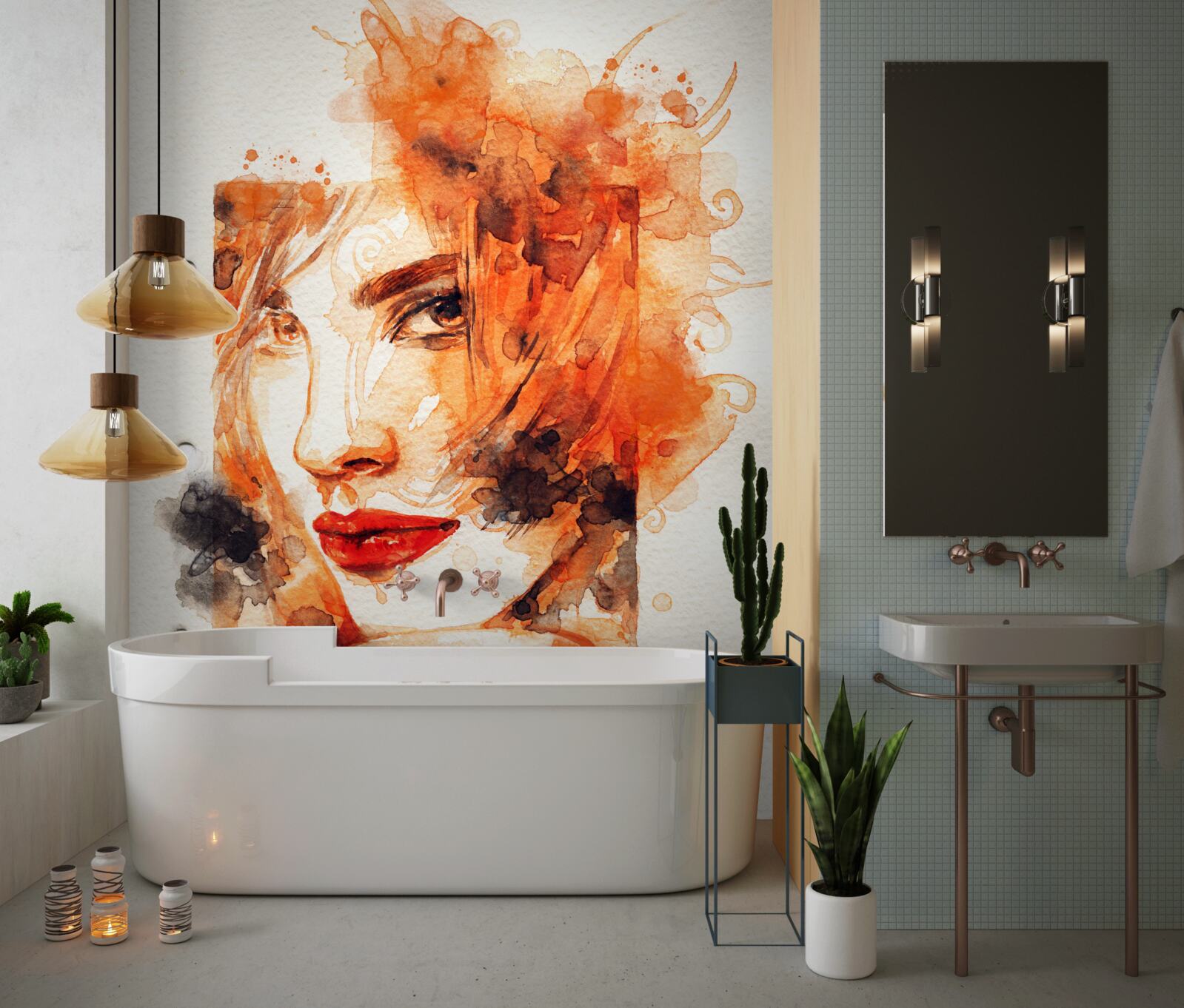 Papier peint femme aux couleurs de l'automne