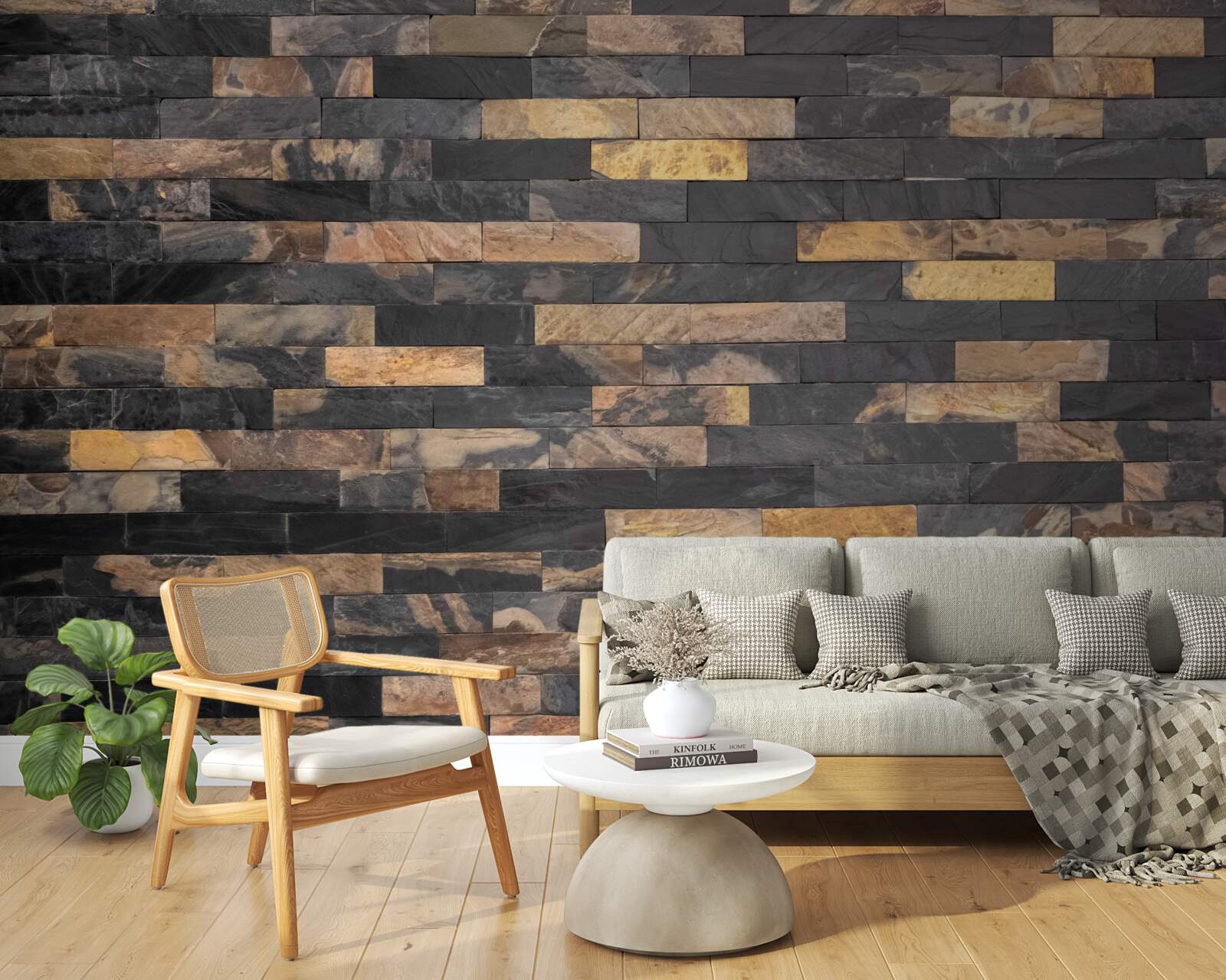 Papier peint pierre noire et dorée placée horizontalement