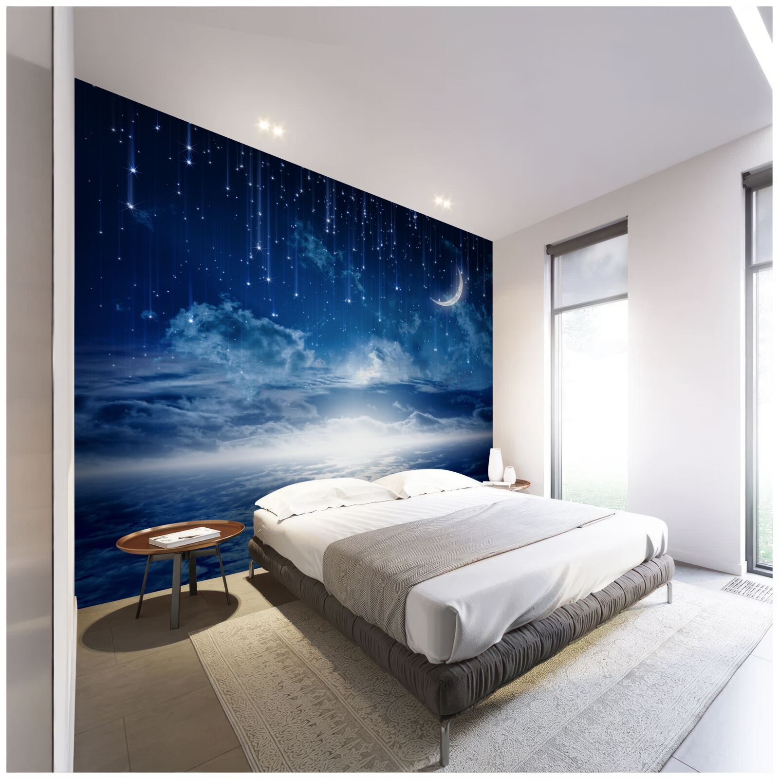 Papier peint Le clair de lune qui joue à la surface de l'eau illumine la nuit de couleurs vives.