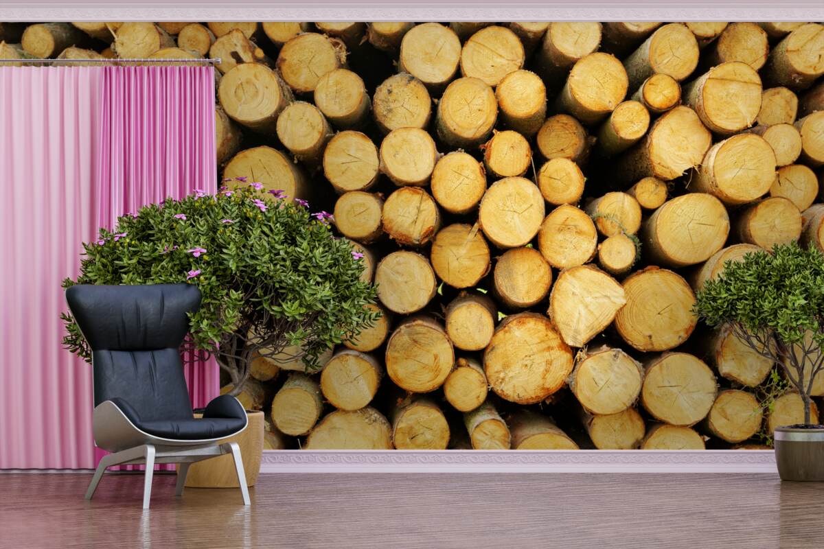 Papier peint pile de bois de chauffage coupé