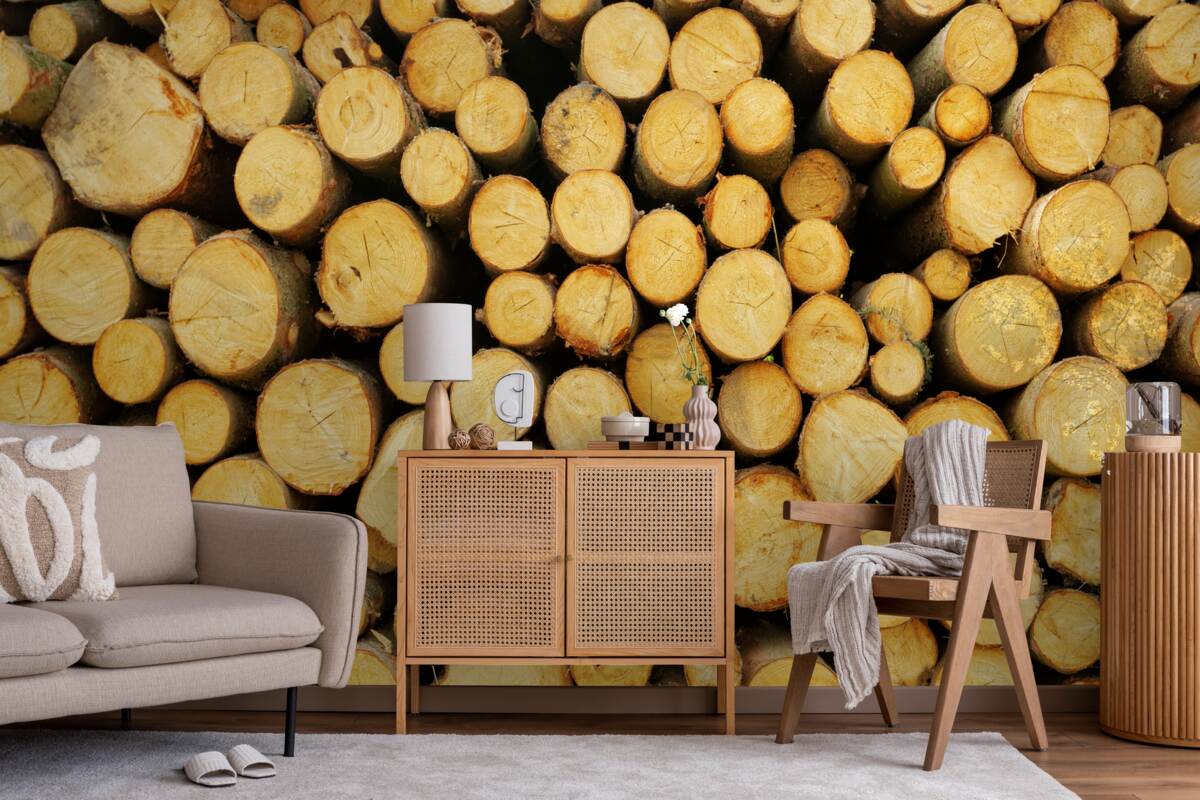 Papier peint pile de bois de chauffage coupé