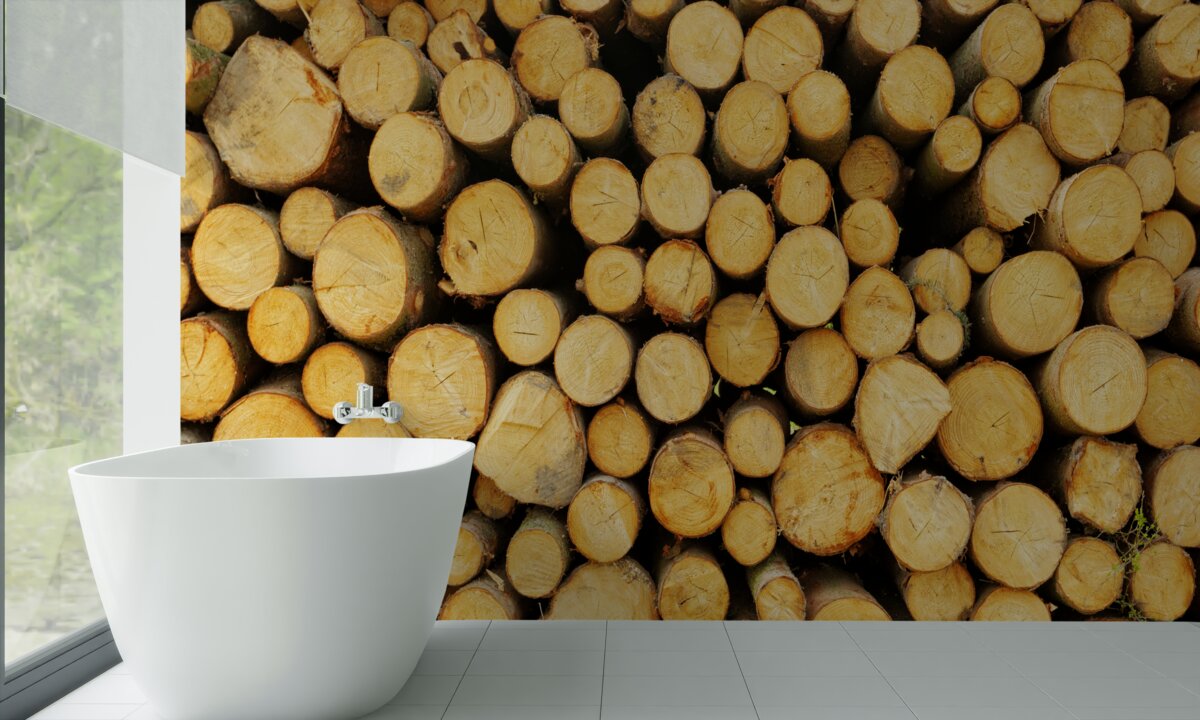 Papier peint pile de bois de chauffage coupé