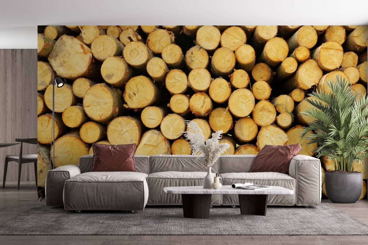 Papier peint pile de bois de chauffage coupé