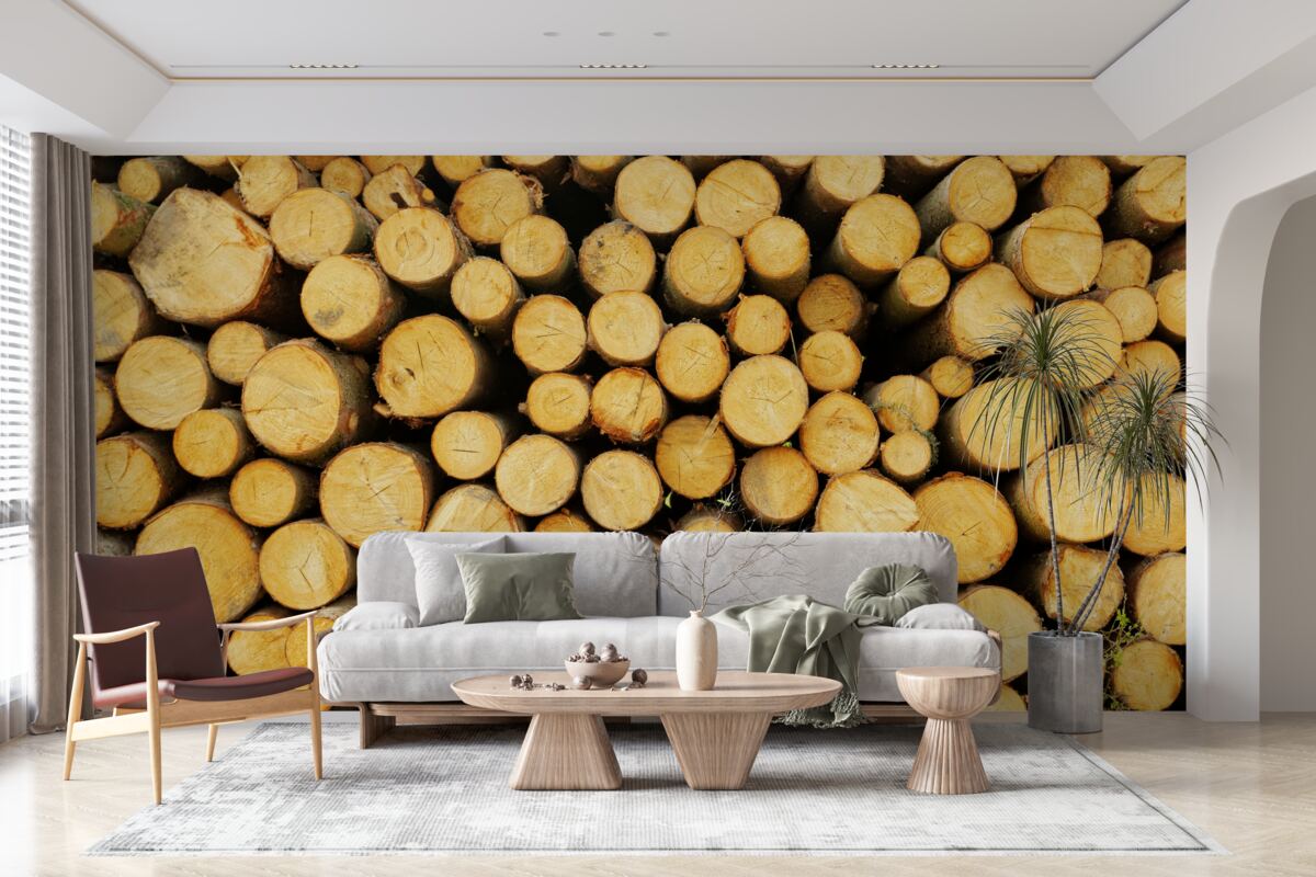 Papier peint pile de bois de chauffage coupé