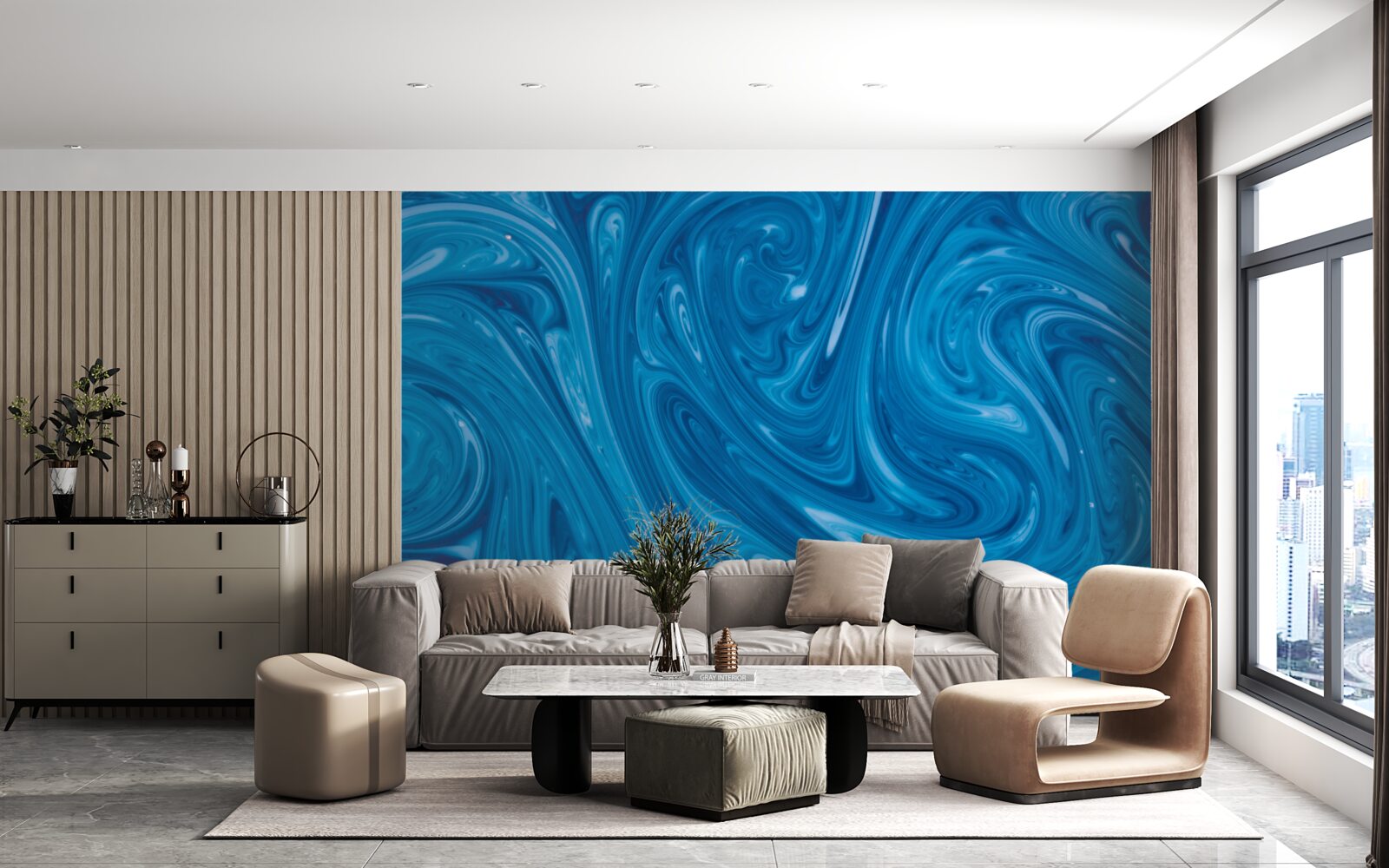 Papier peint fluctuations de la mer bleue