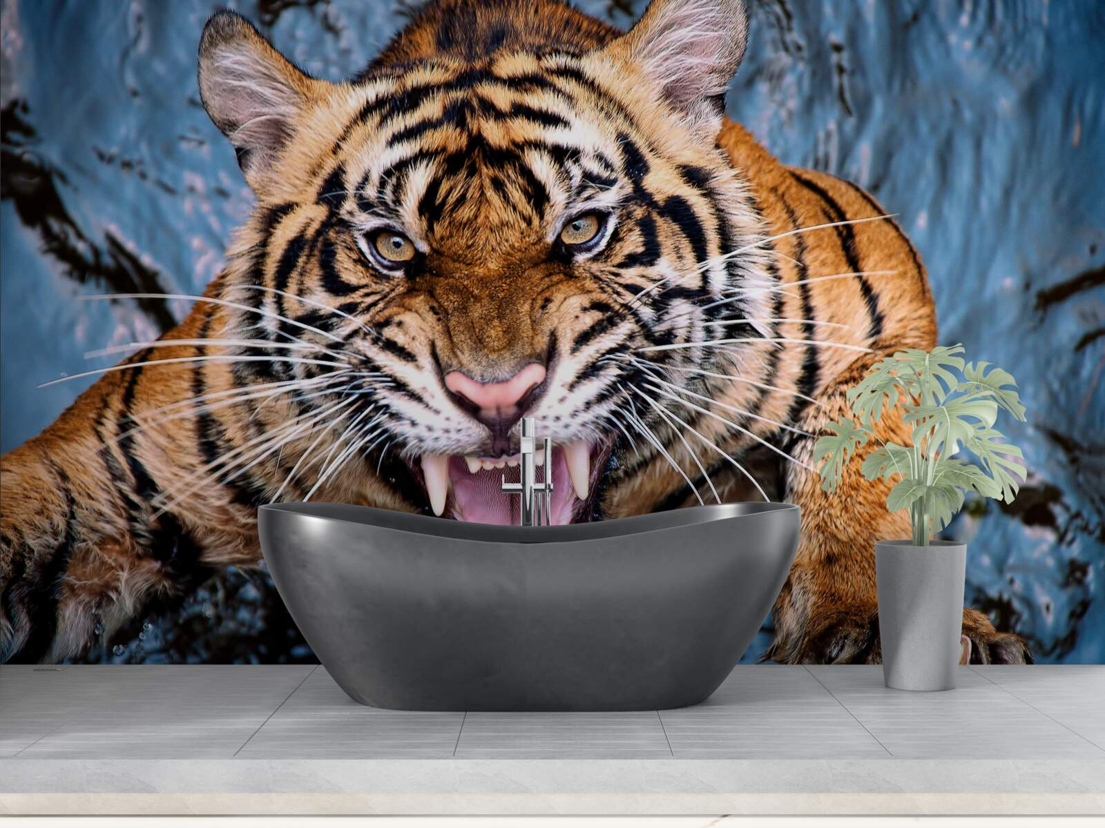 Papier peint le tigre rugit de colère