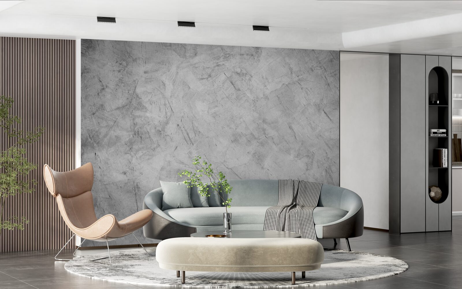 Papier peint forte pluie dans une forêt plongée dans le brouillard