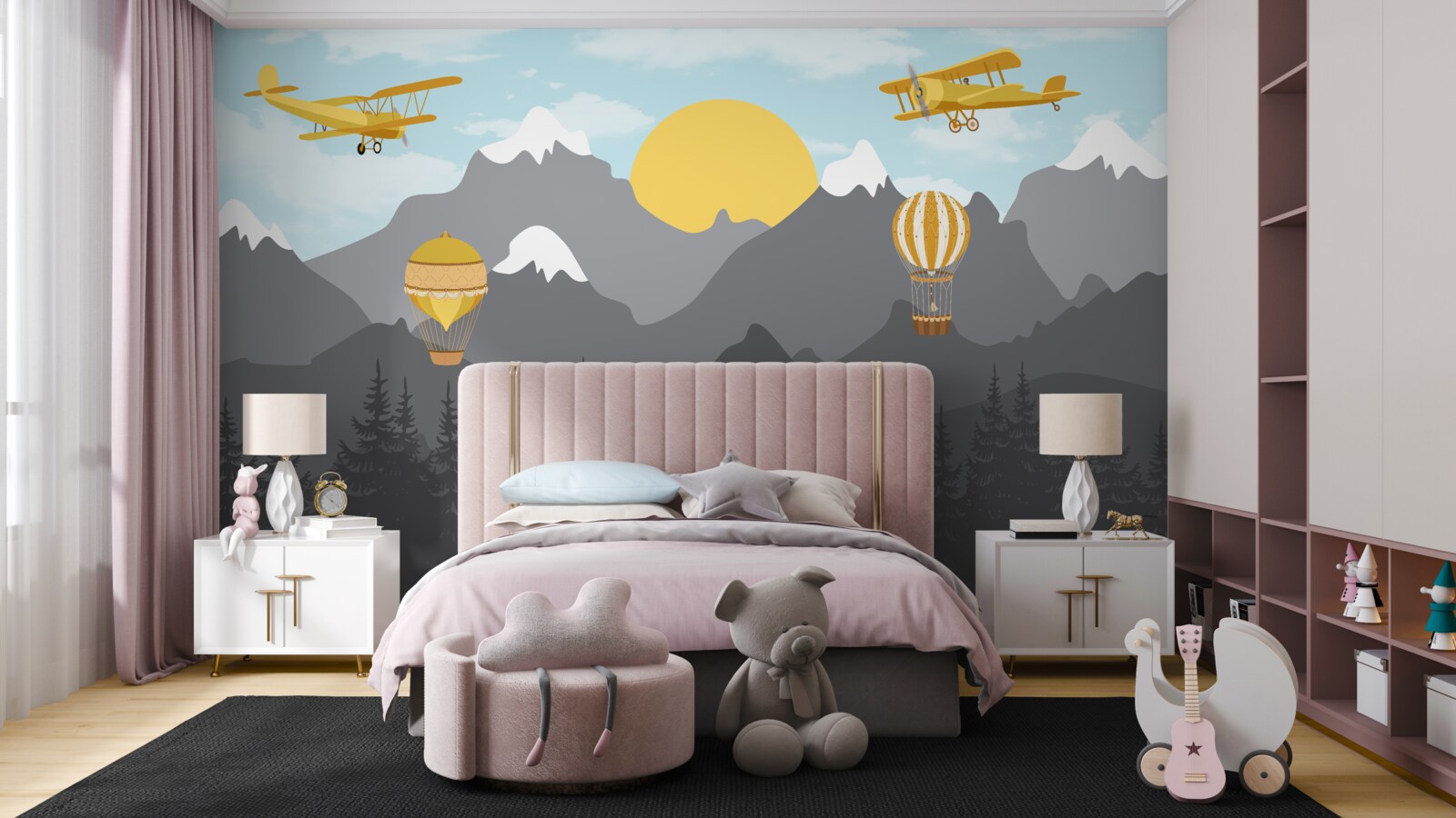 Papier peint voler entre les sommets à l'aube