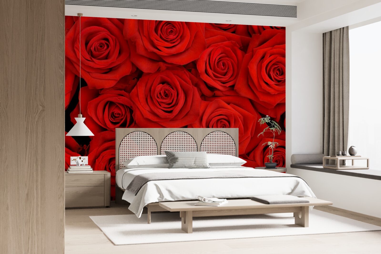 Papier peint bouquet de roses rouges