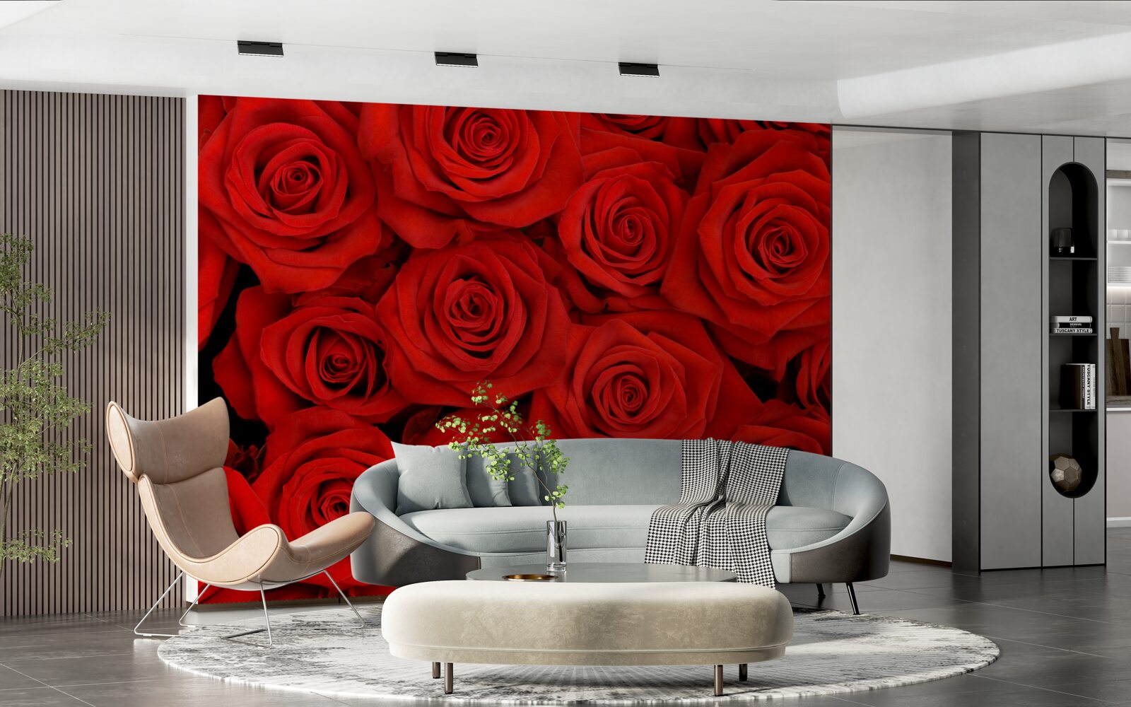 Papier peint bouquet de roses rouges