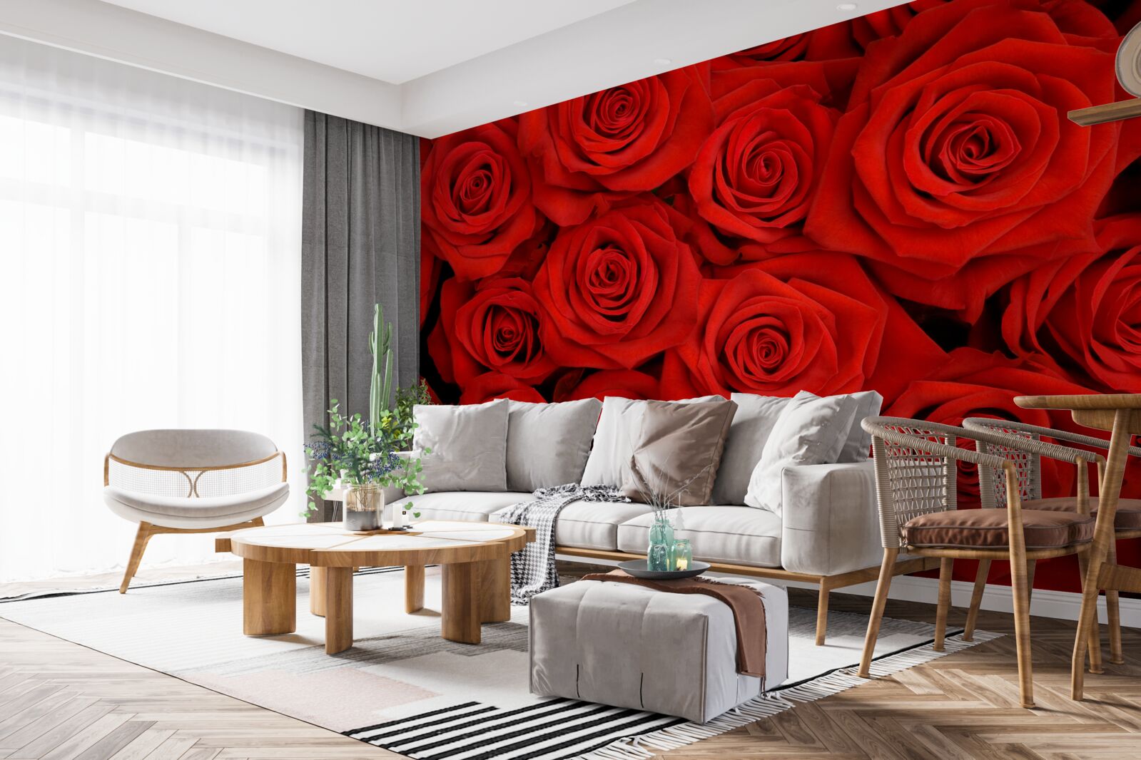 Papier peint bouquet de roses rouges