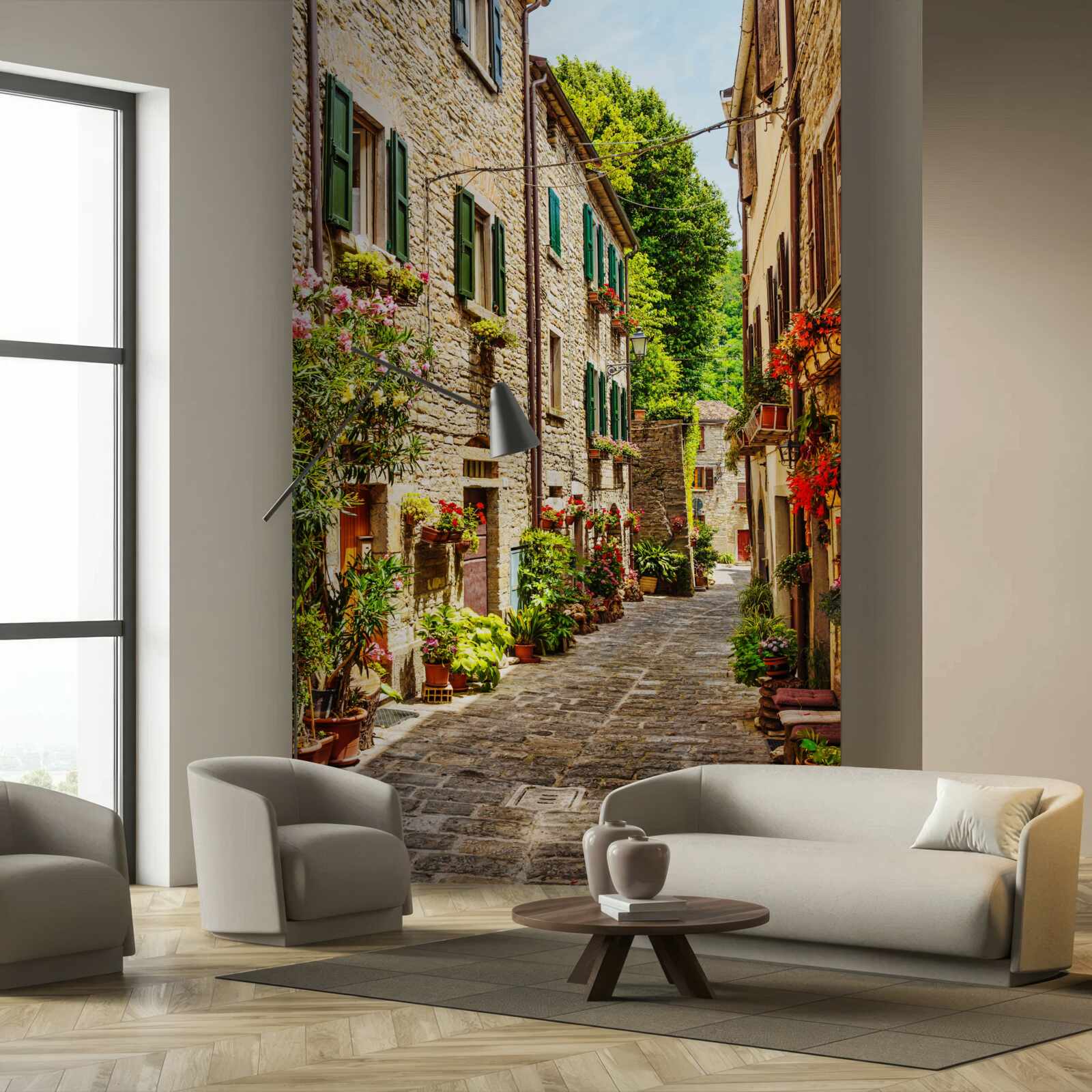 Papier peint promenade entourée de verdure