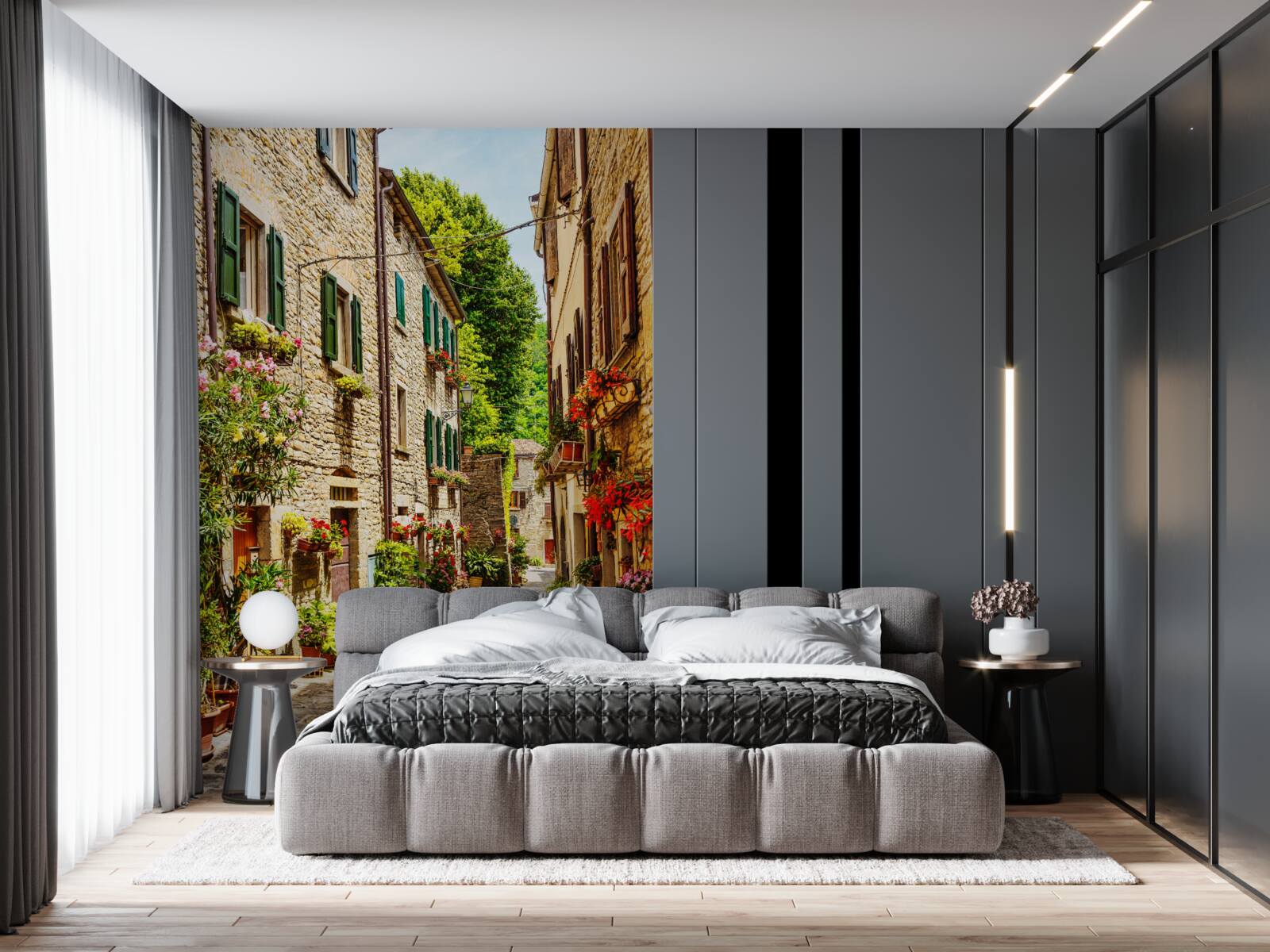 Papier peint promenade entourée de verdure