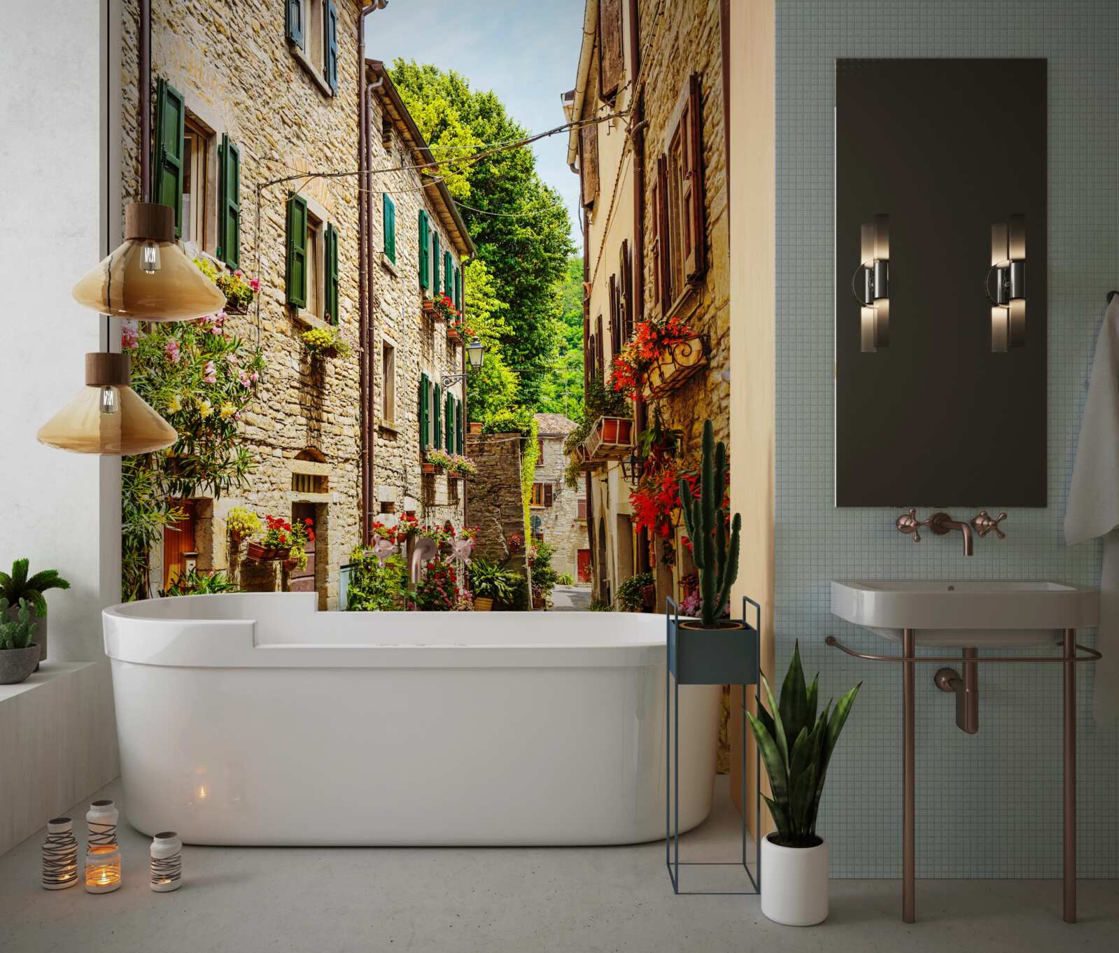 Papier peint promenade entourée de verdure