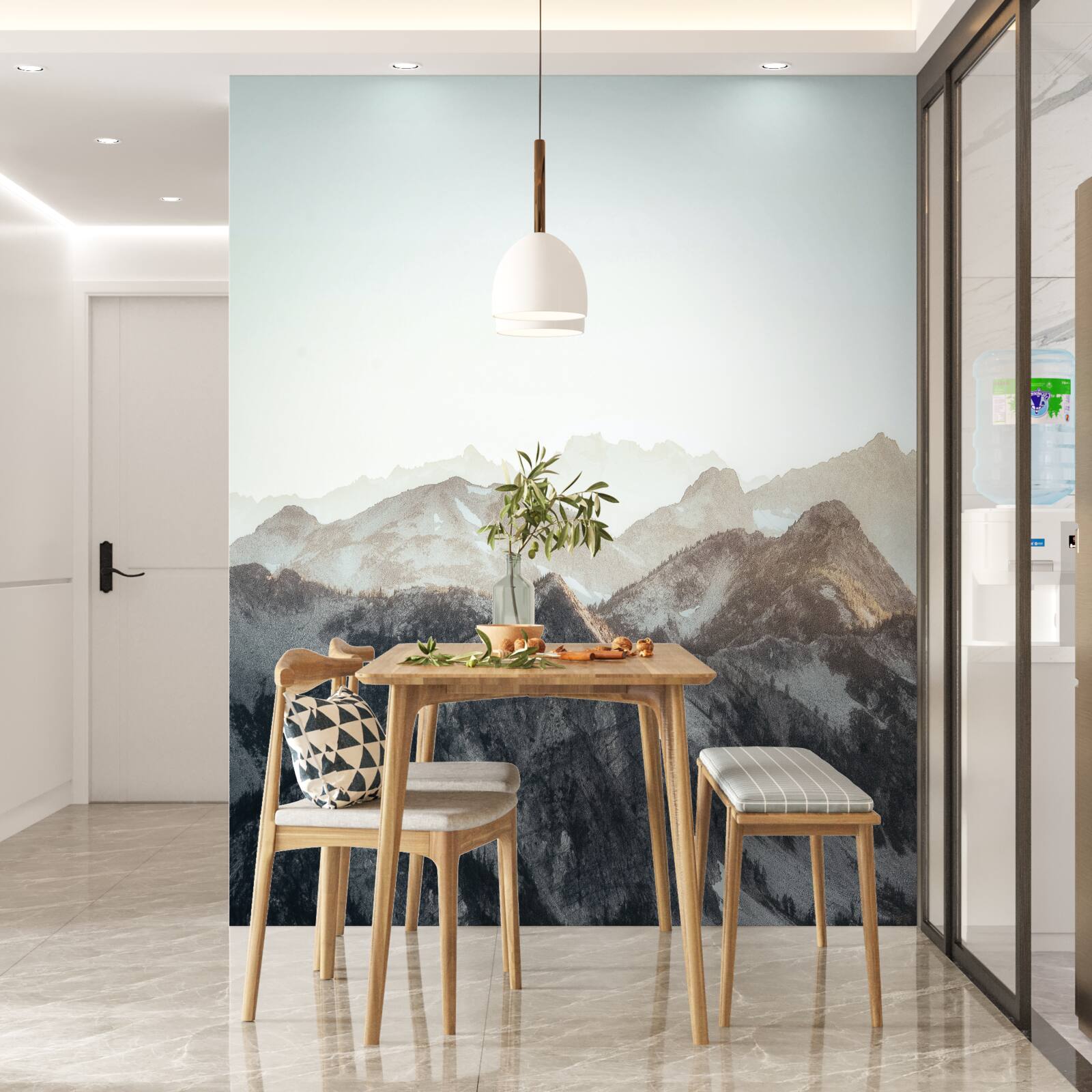 Papier peint dans la journée, les sommets enneigés des montagnes ont un air spirituel