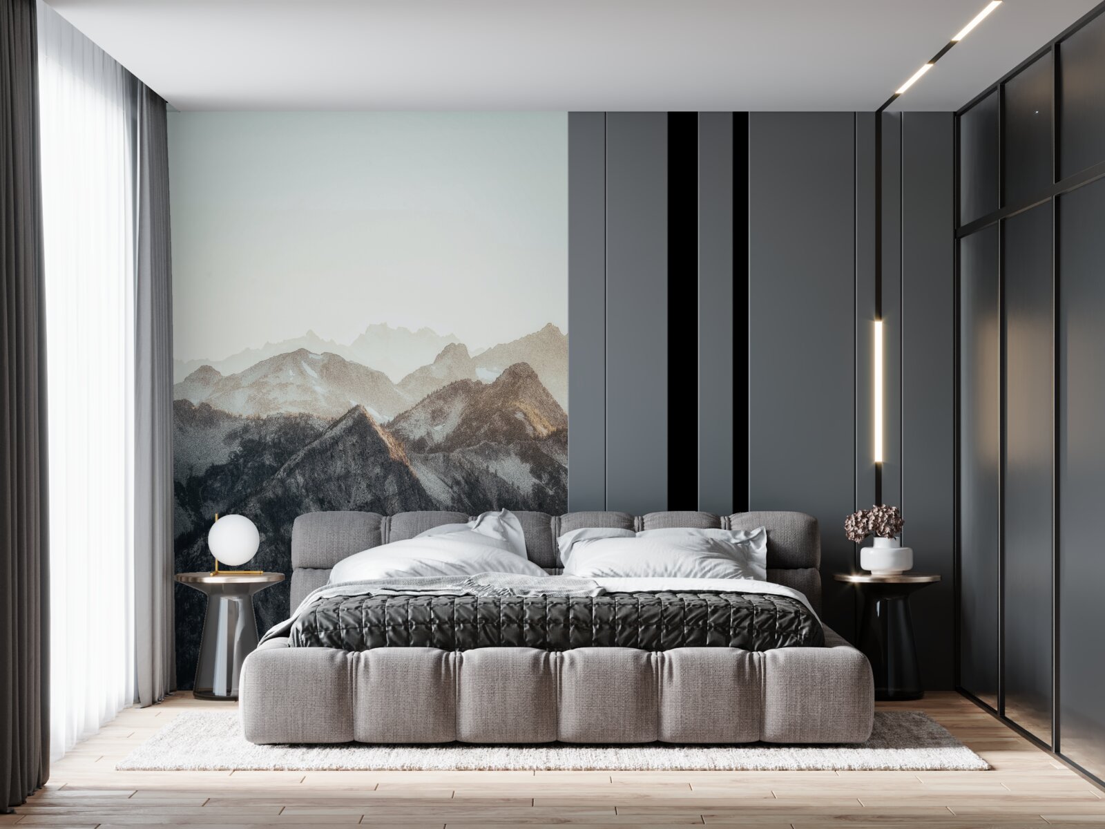 Papier peint dans la journée, les sommets enneigés des montagnes ont un air spirituel